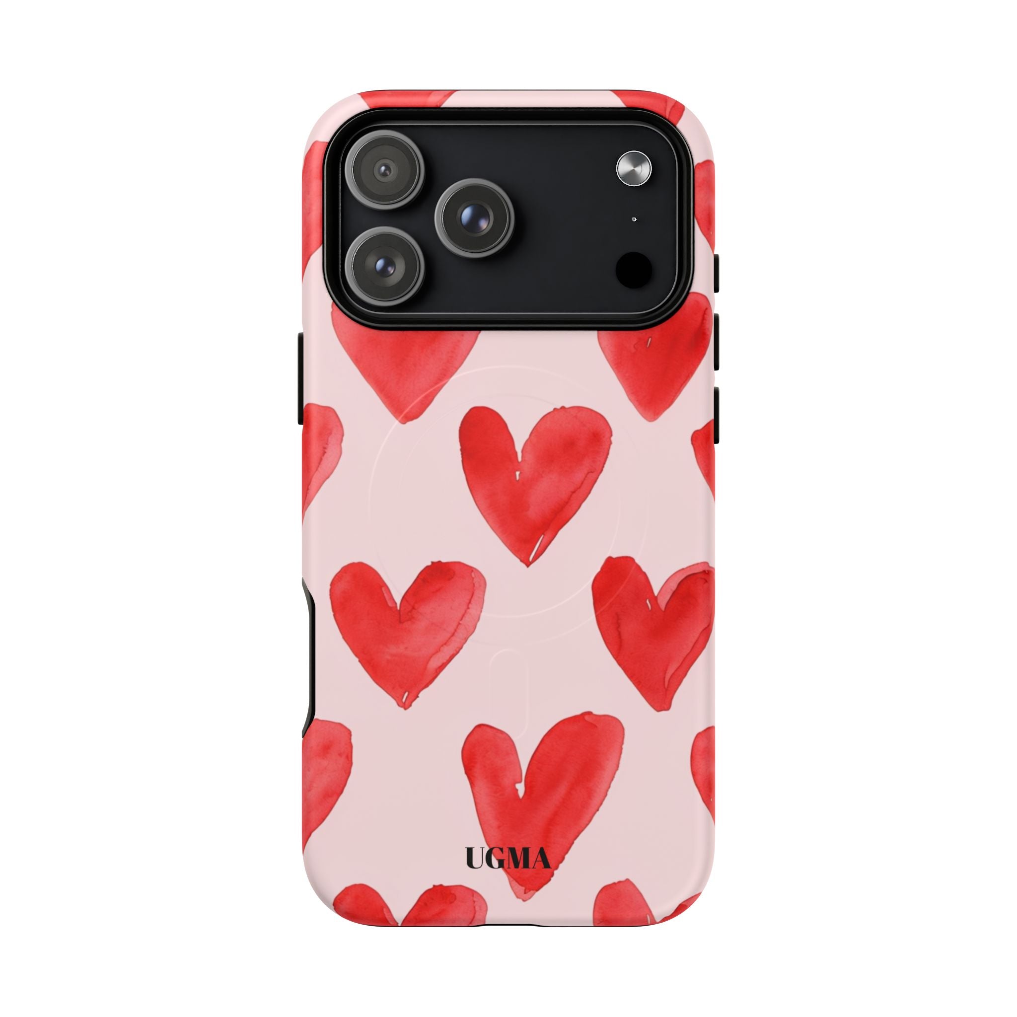 Phone Case - Red Watercolor Hearts Tough Magnetic Case