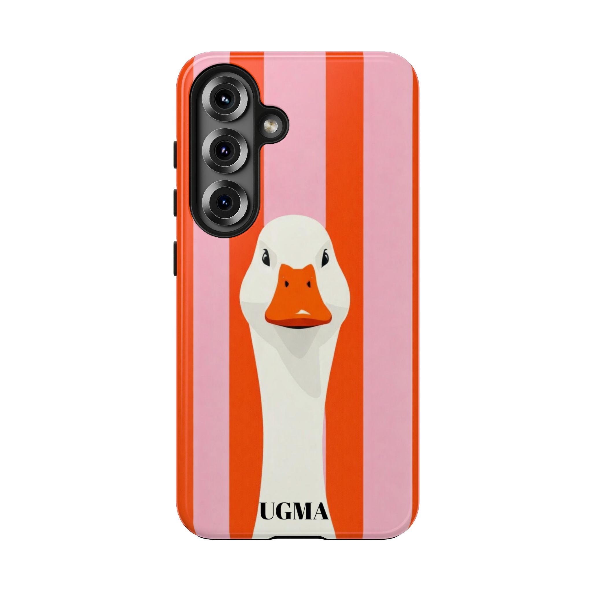 Goose Stripe Tough Phone Case — Quirky Duck Portrait Protective Cover