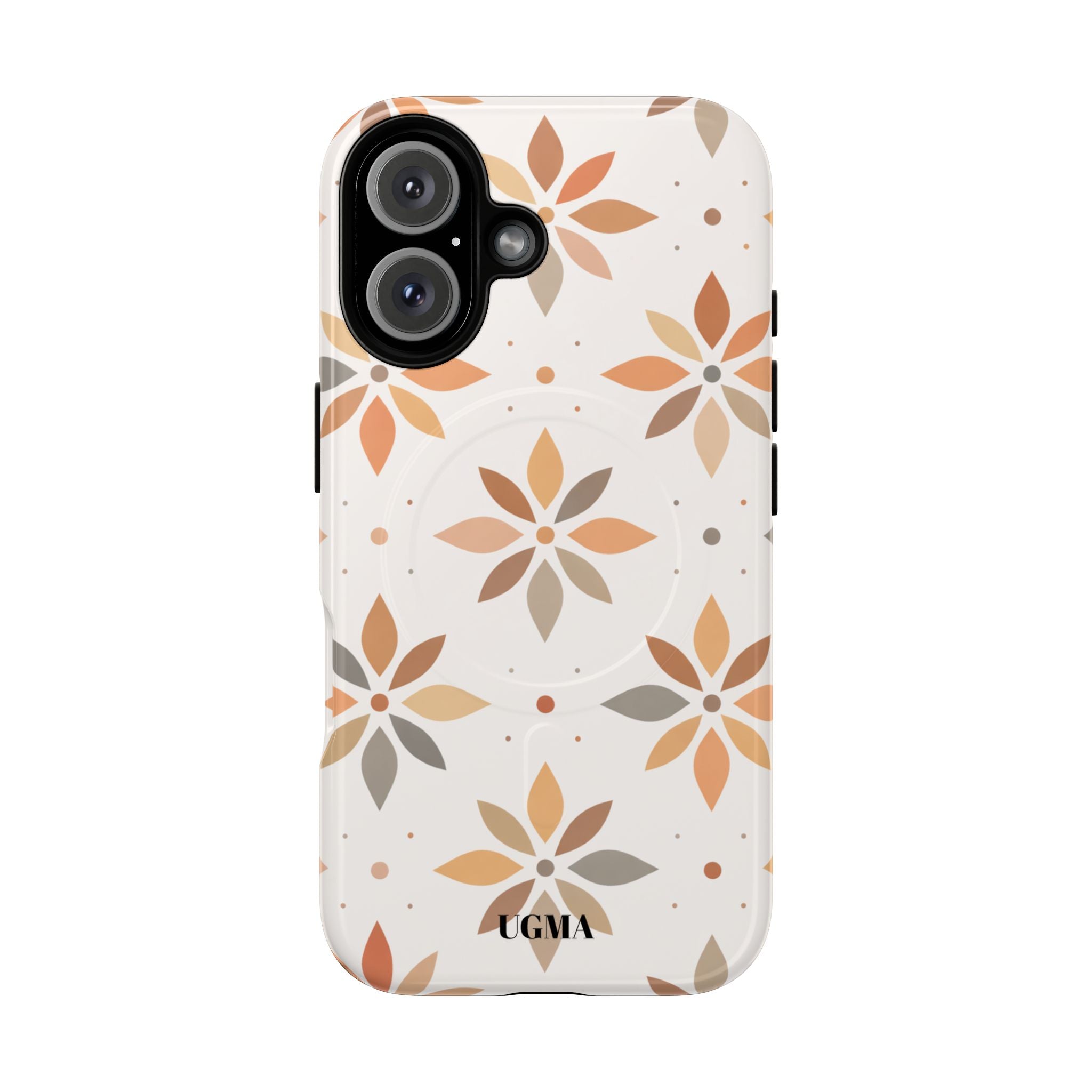 Floral Tile Tough Magnetic Phone Case — Neutral Autumn Blossom Design