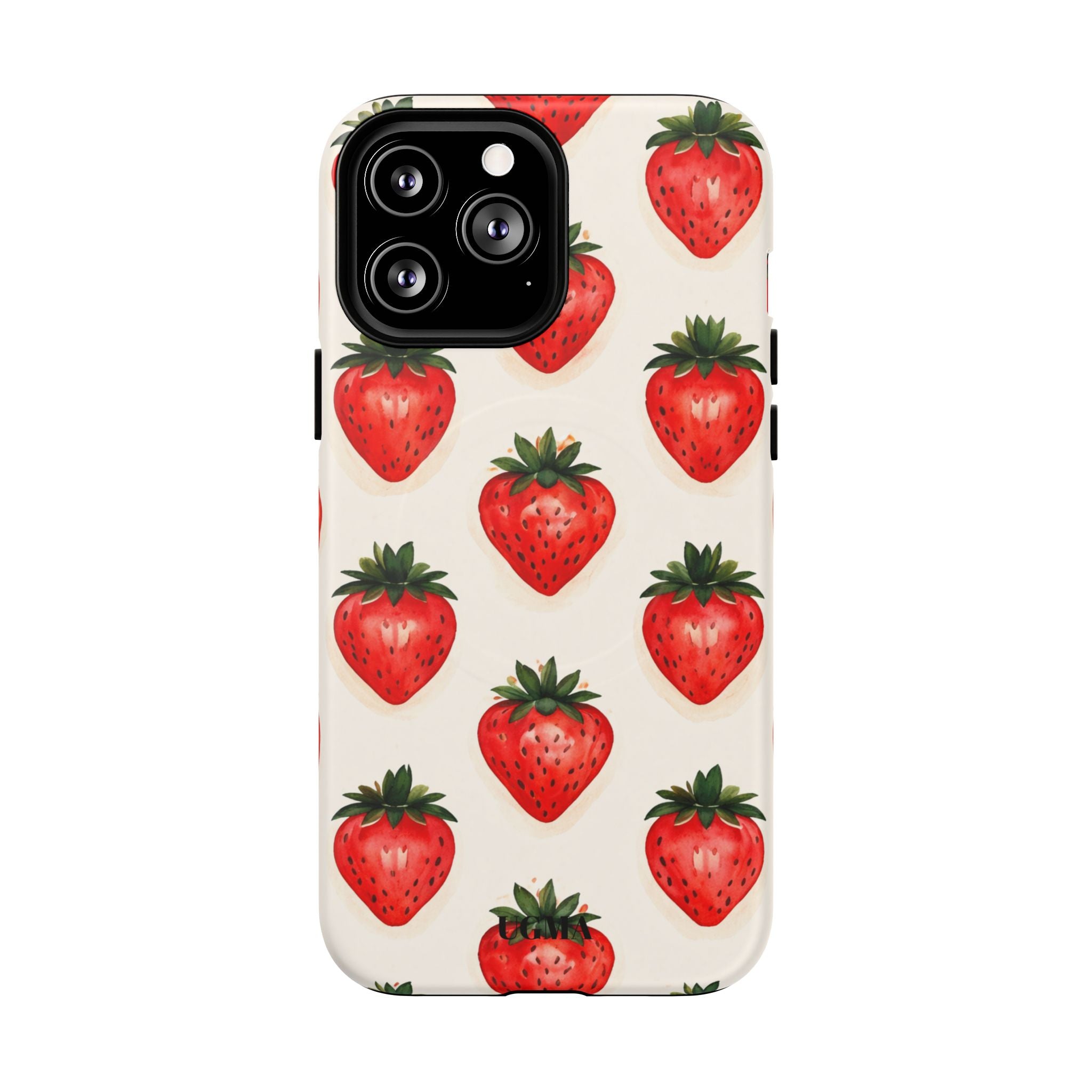 Strawberry Pattern Tough Magnetic Phone Case — Cute Fruit iPhone Cover
