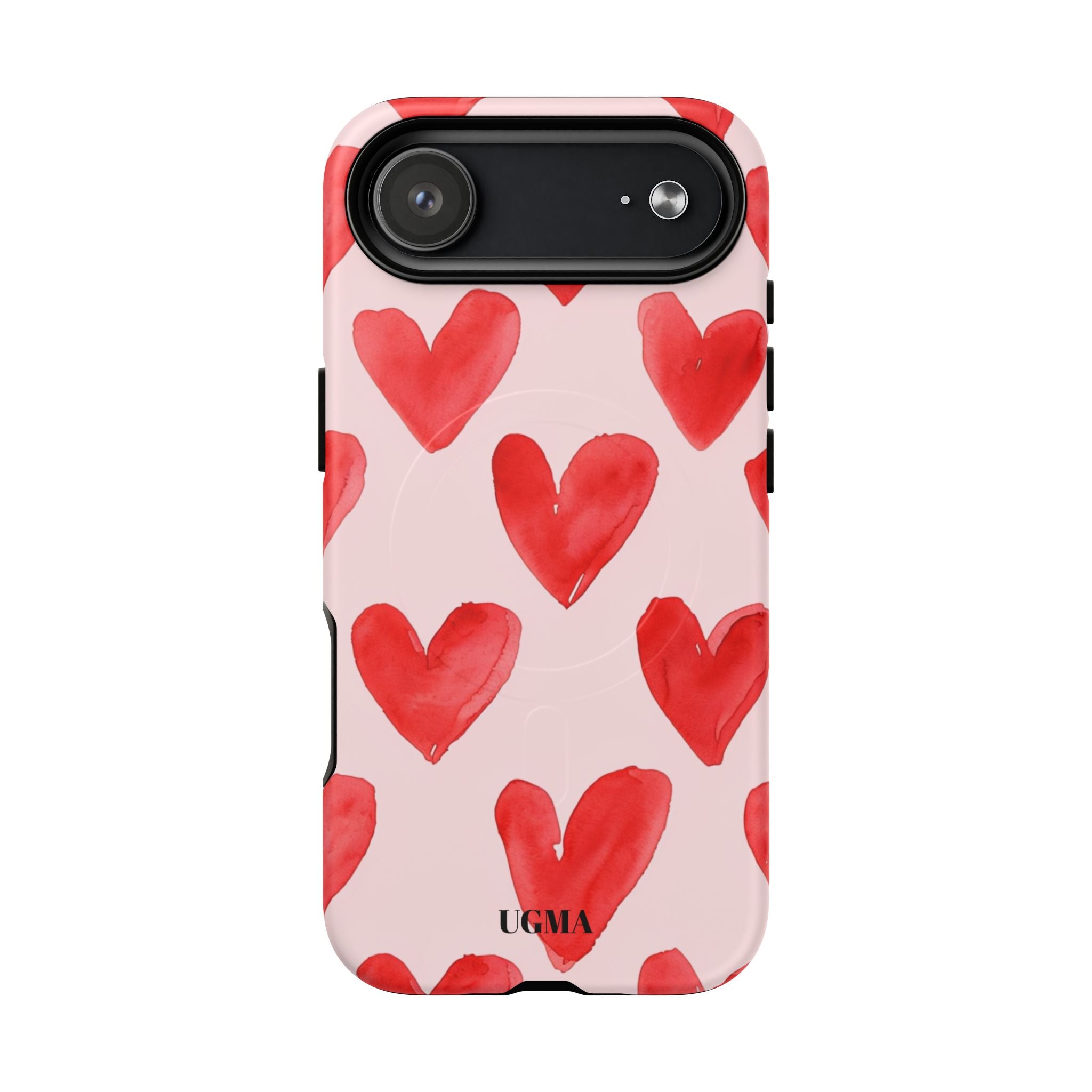 Phone Case - Red Watercolor Hearts Tough Magnetic Case
