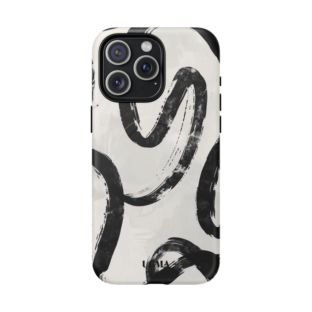 Abstract Black Brushstroke Tough Magnetic Phone Case — Protective Magnetic iPhone Cover