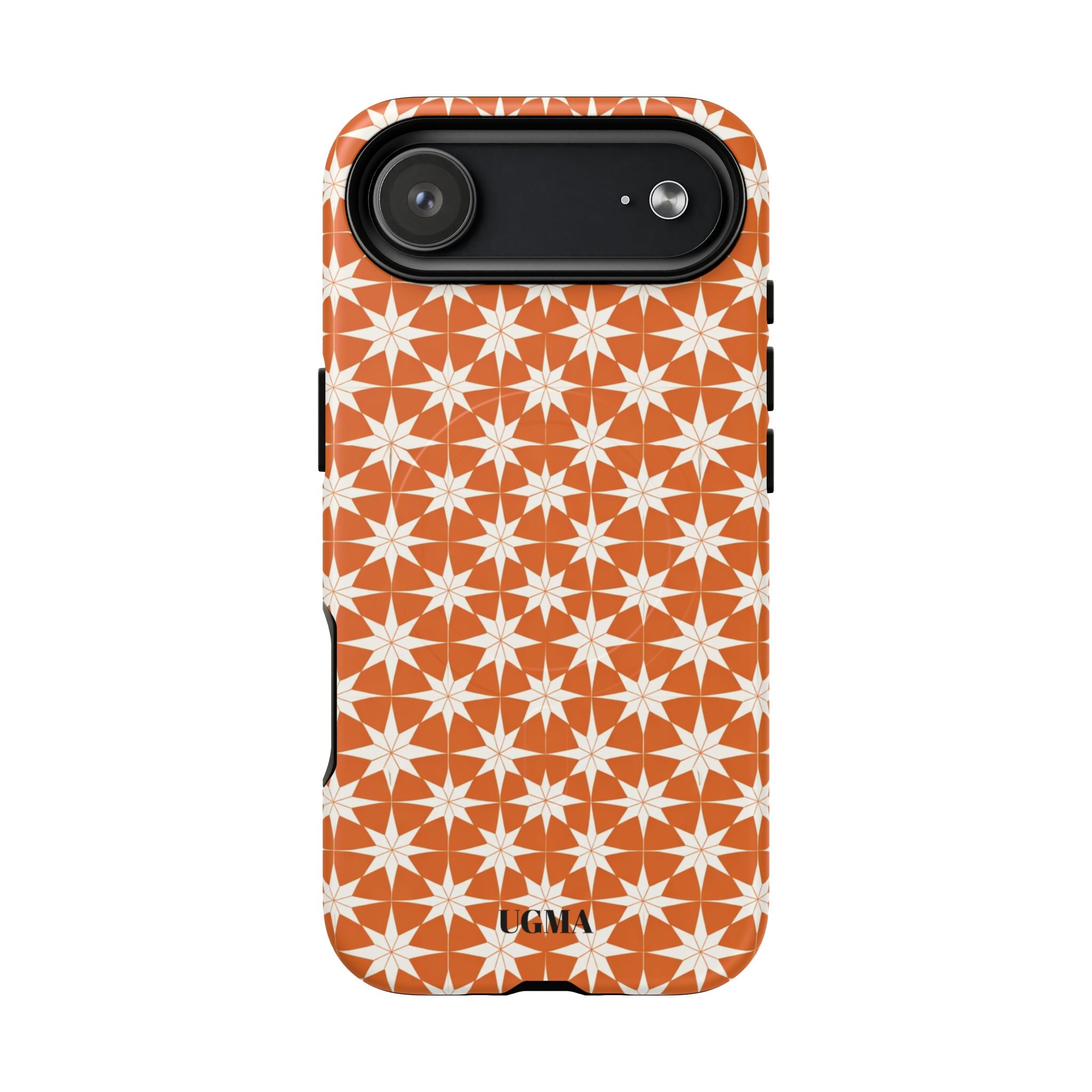 Magnetic Phone Case — Orange Geometric Star Pattern Tough Protective Cover