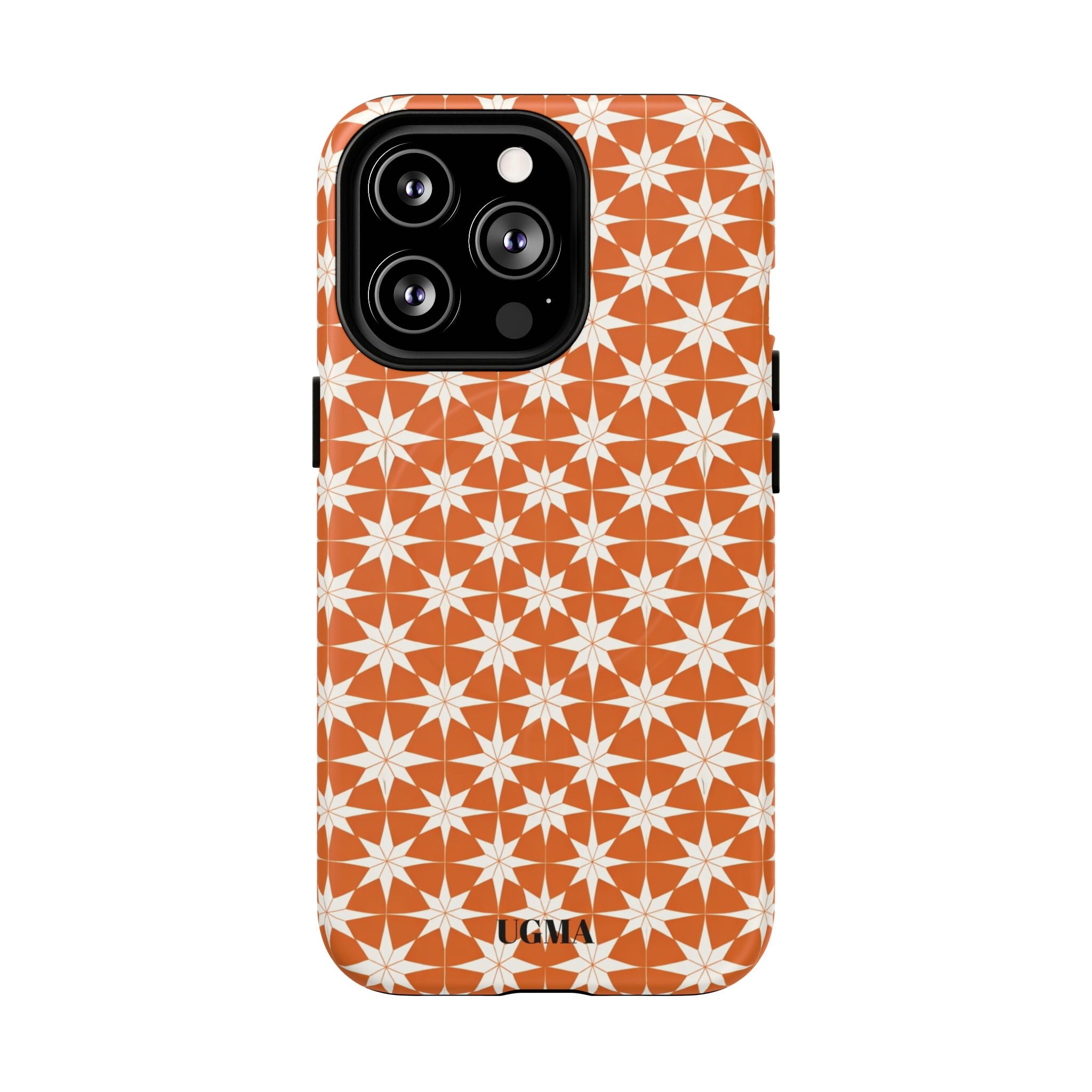 Magnetic Phone Case — Orange Geometric Star Pattern Tough Protective Cover