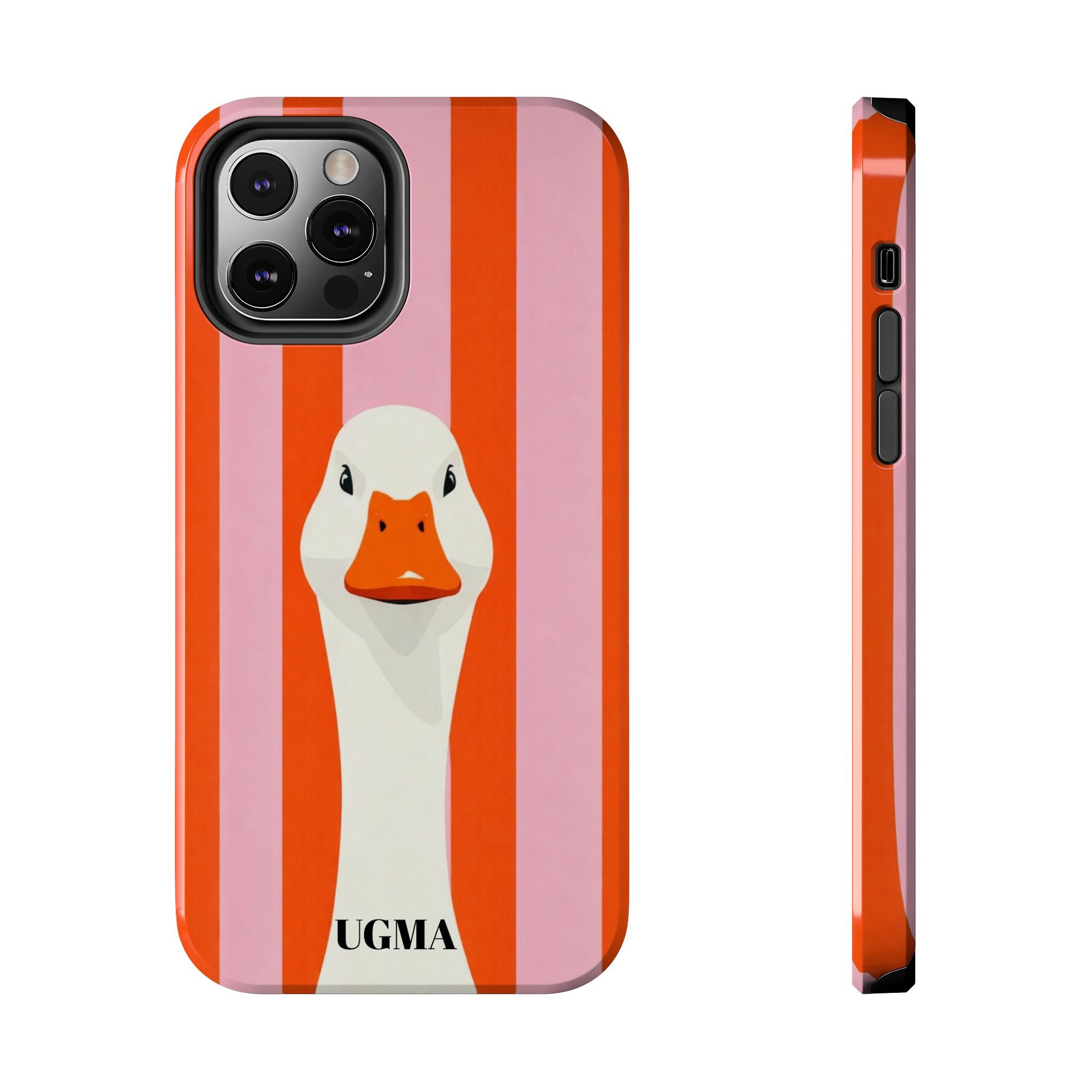 Goose Stripe Tough Phone Case — Quirky Duck Portrait Protective Cover