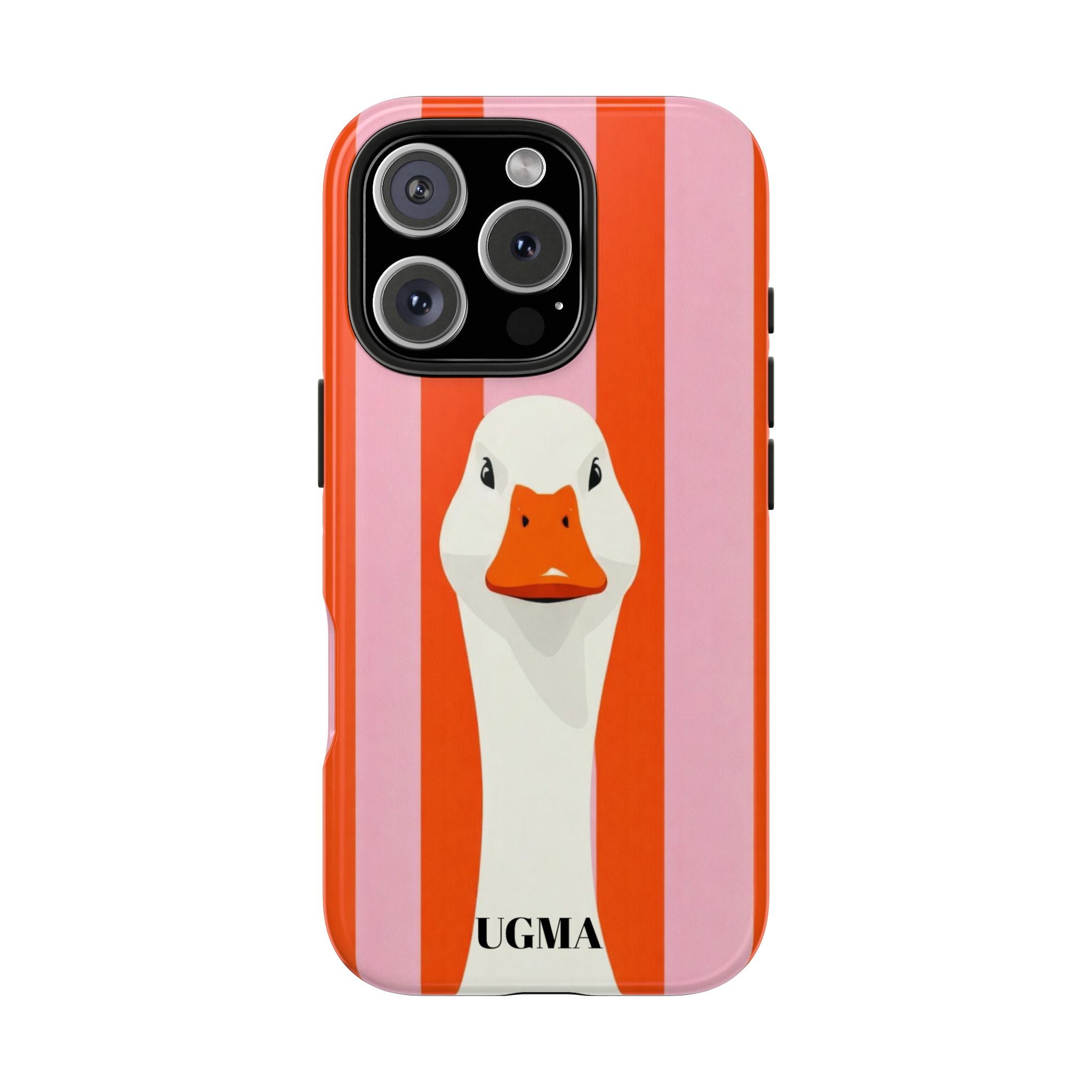 Goose Stripe Tough Phone Case — Quirky Duck Portrait Protective Cover