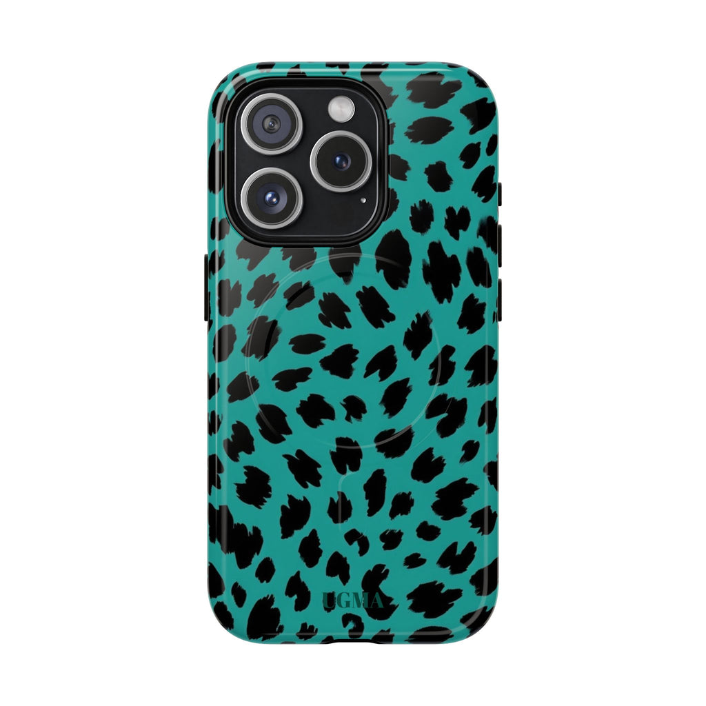 Teal Leopard Tough Magnetic Phone Case — Protective Magnetic iPhone Cover