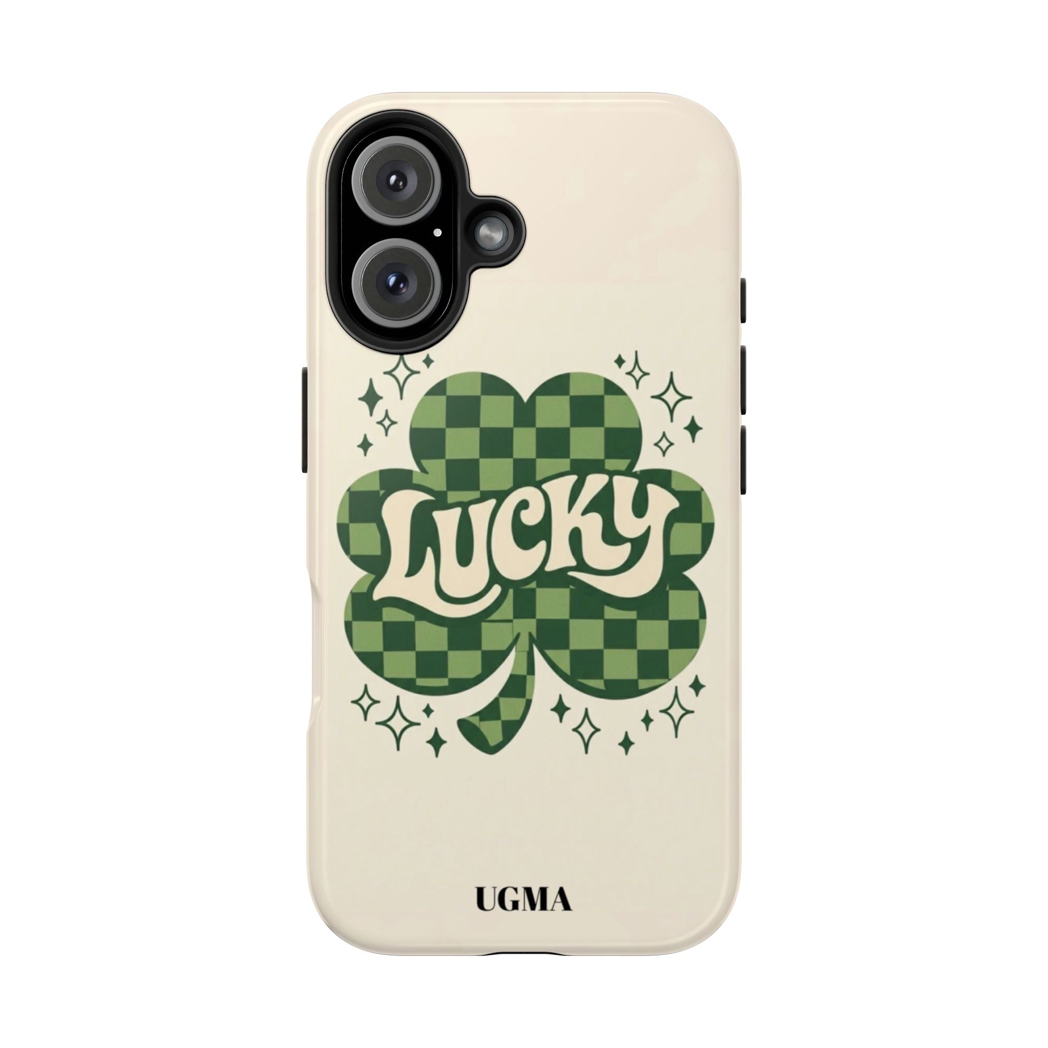 Lucky Clover Phone Case — Retro Green Checker St. Patrick’s Tough Phone Case