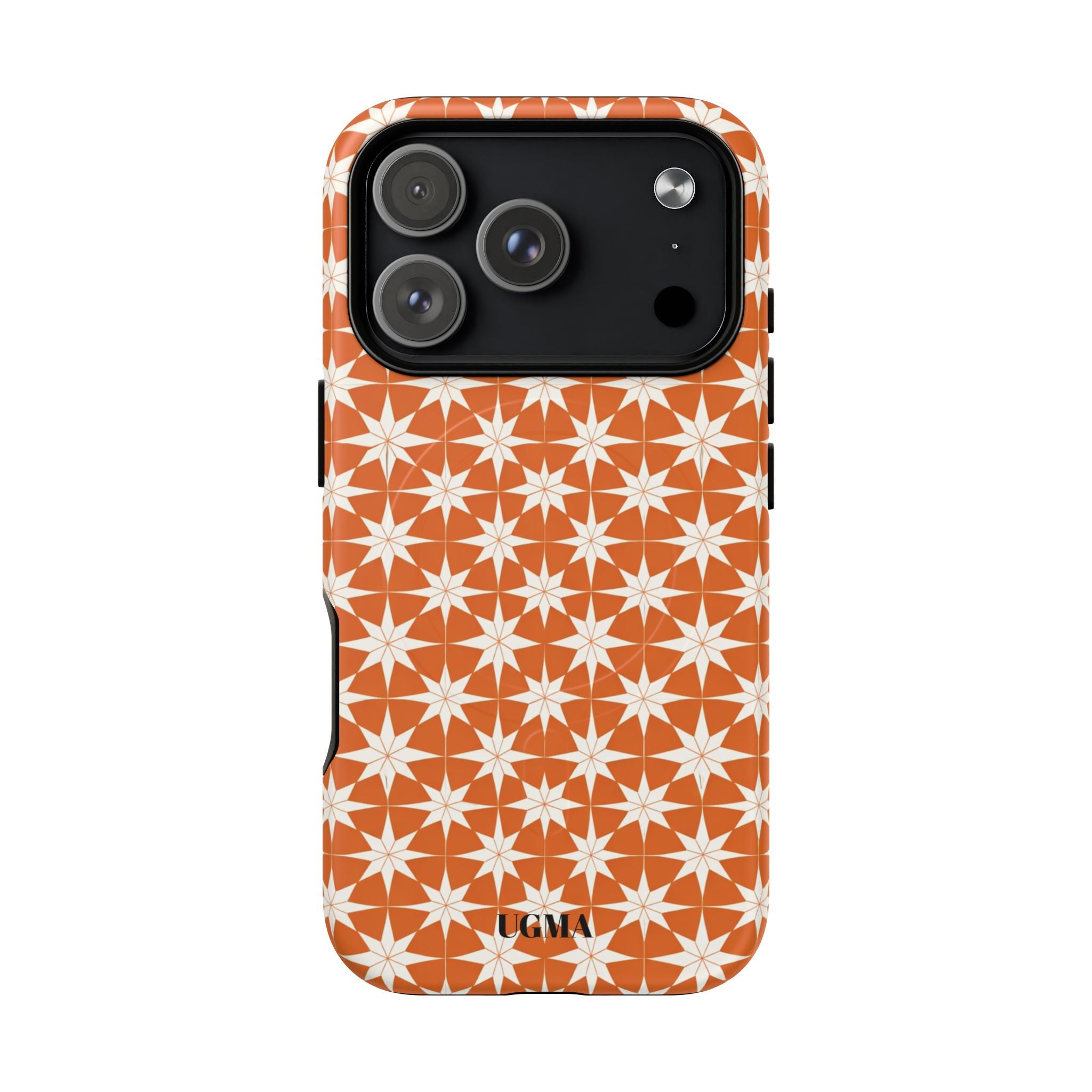 Magnetic Phone Case — Orange Geometric Star Pattern Tough Protective Cover
