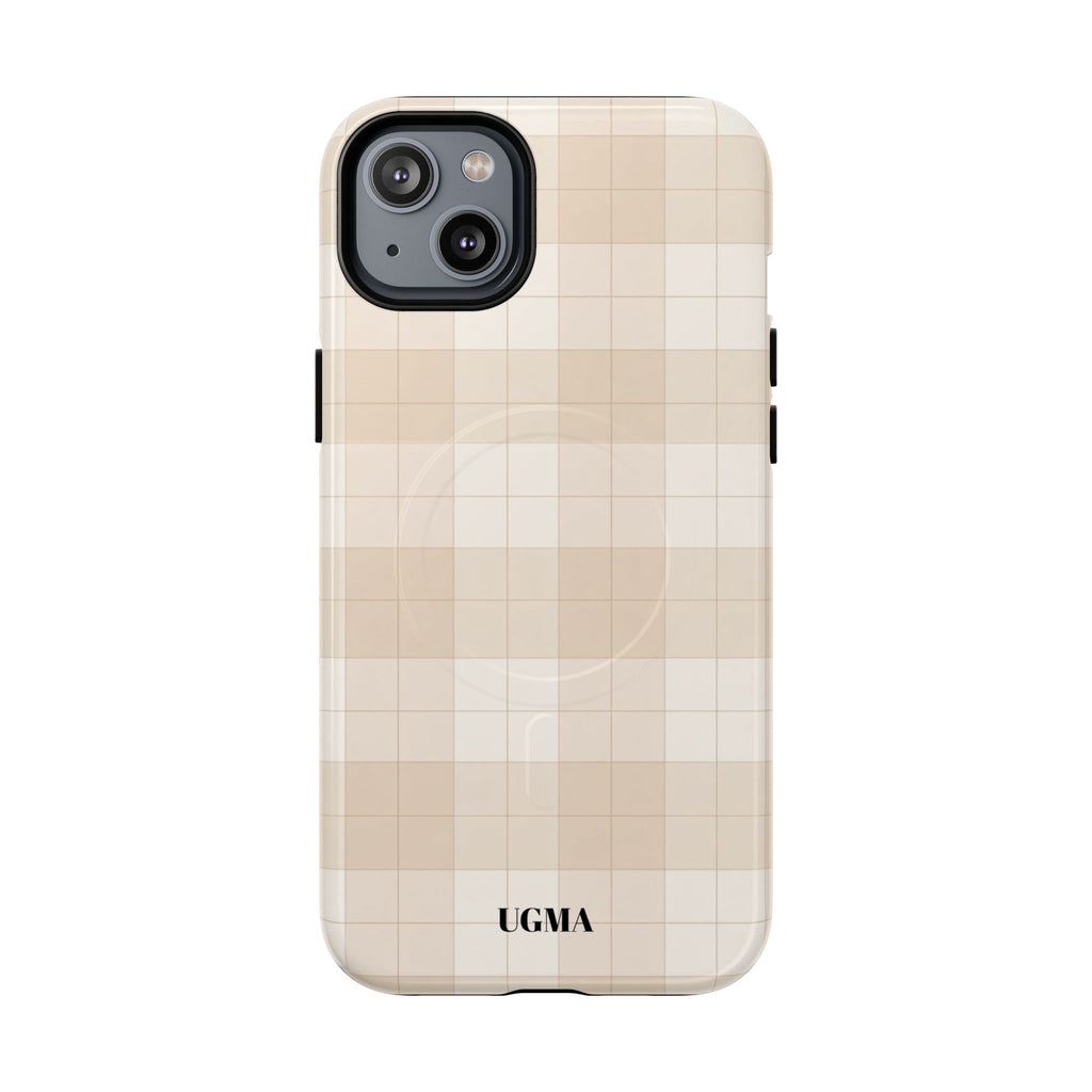 Beige Plaid Magnetic Phone Case — Tough Magnetic Protective iPhone Cover