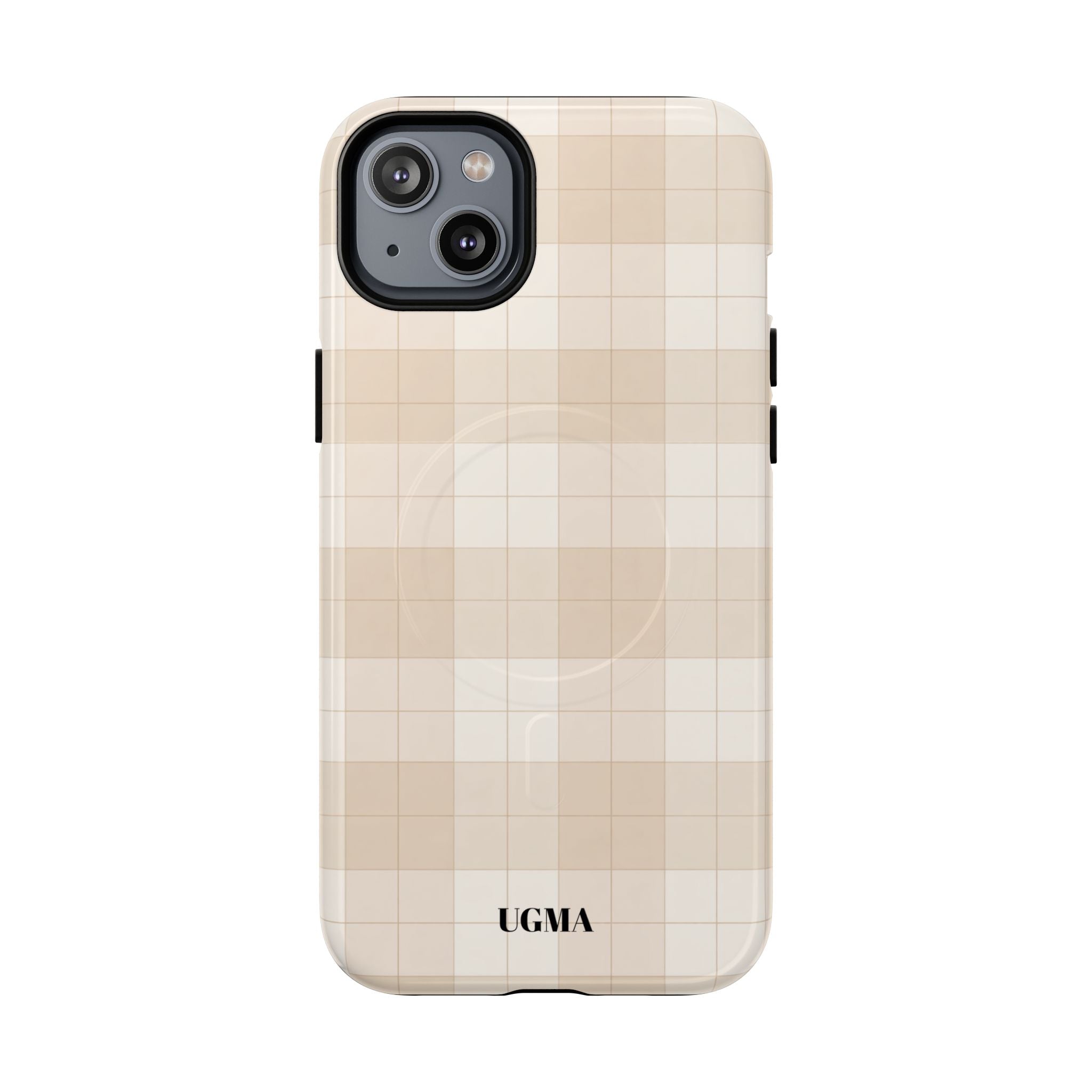 Beige Plaid Magnetic Phone Case — Tough Magnetic Protective iPhone Cover