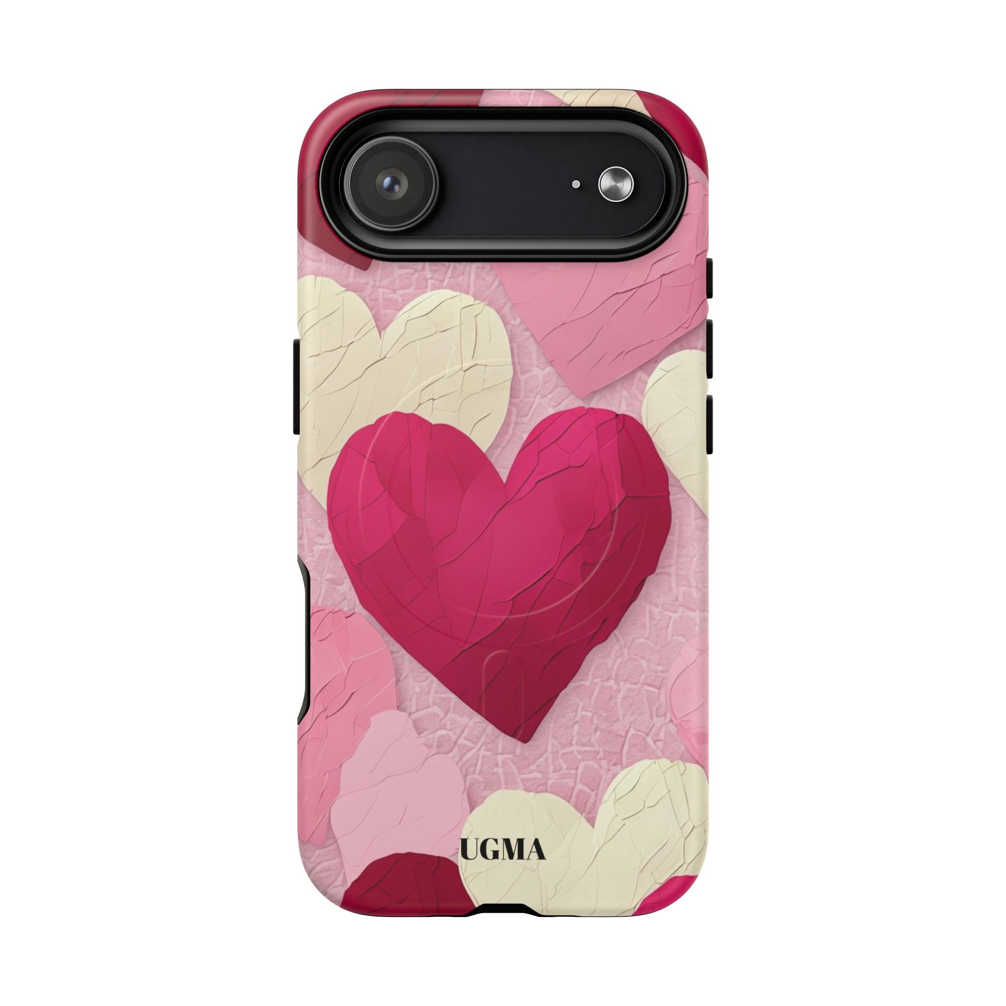 Phone Case — Pink Layered Hearts Tough Magnetic Protective Cover
