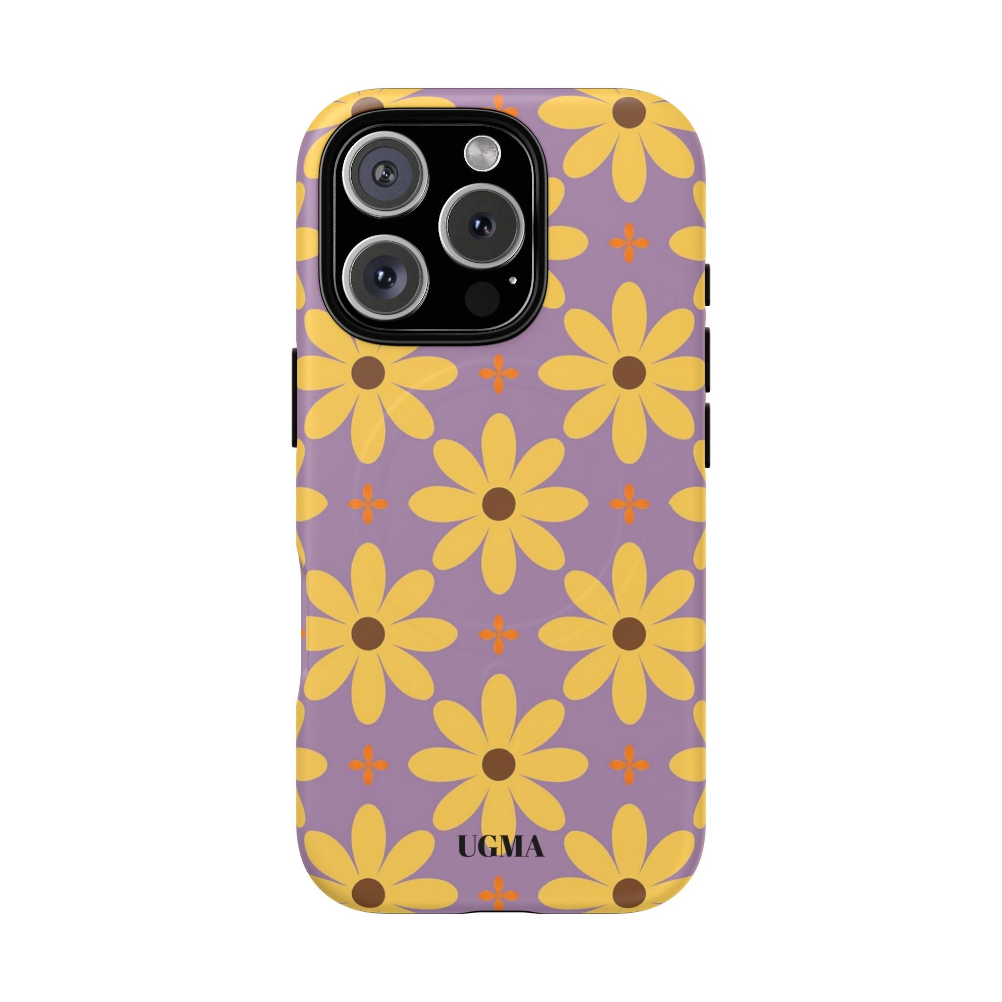 Floral Retro Daisy Tough Magnetic Phone Case — Yellow Flowers on Lavender