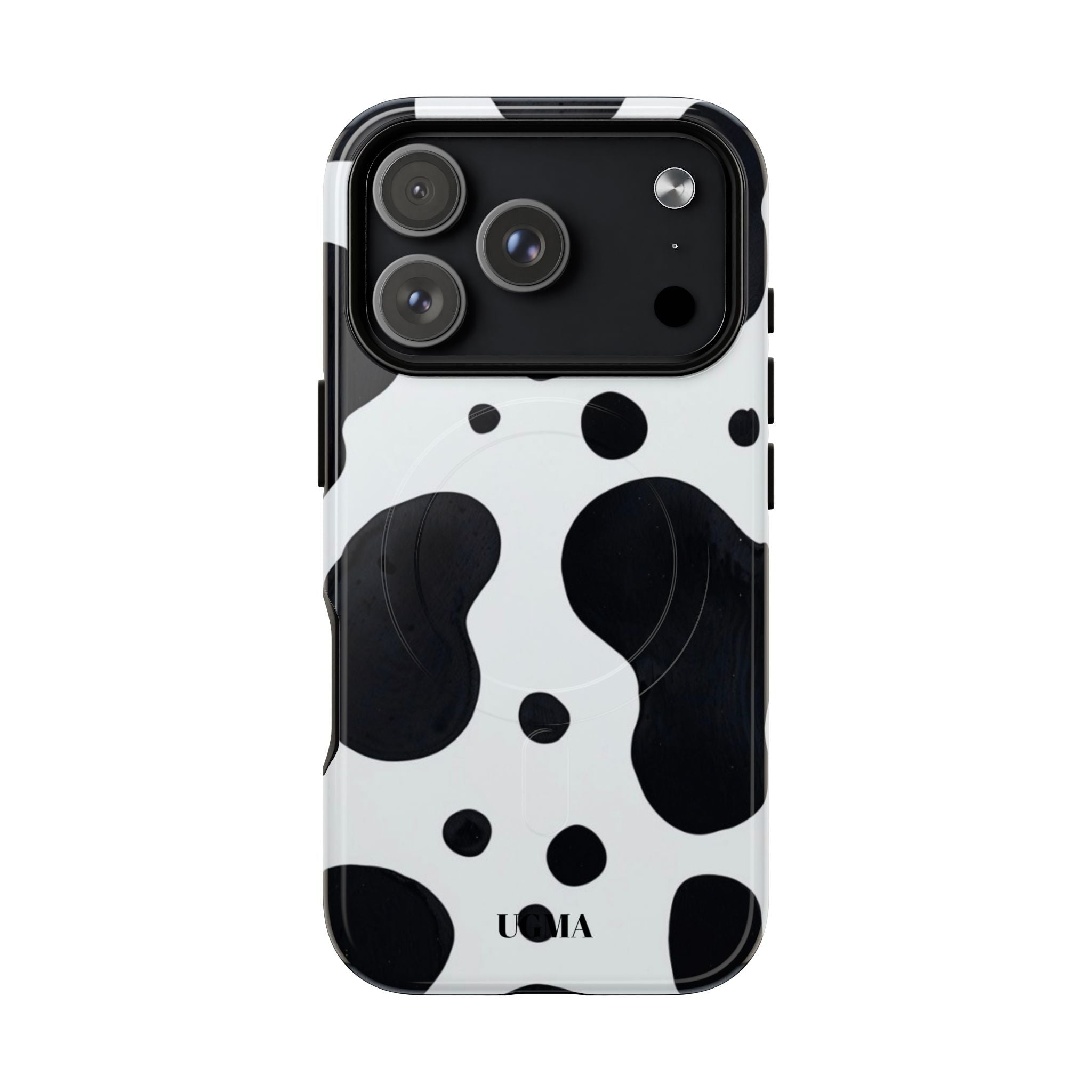Cow Print Tough Magnetic Phone Case — Black & White Protective iPhone Cover
