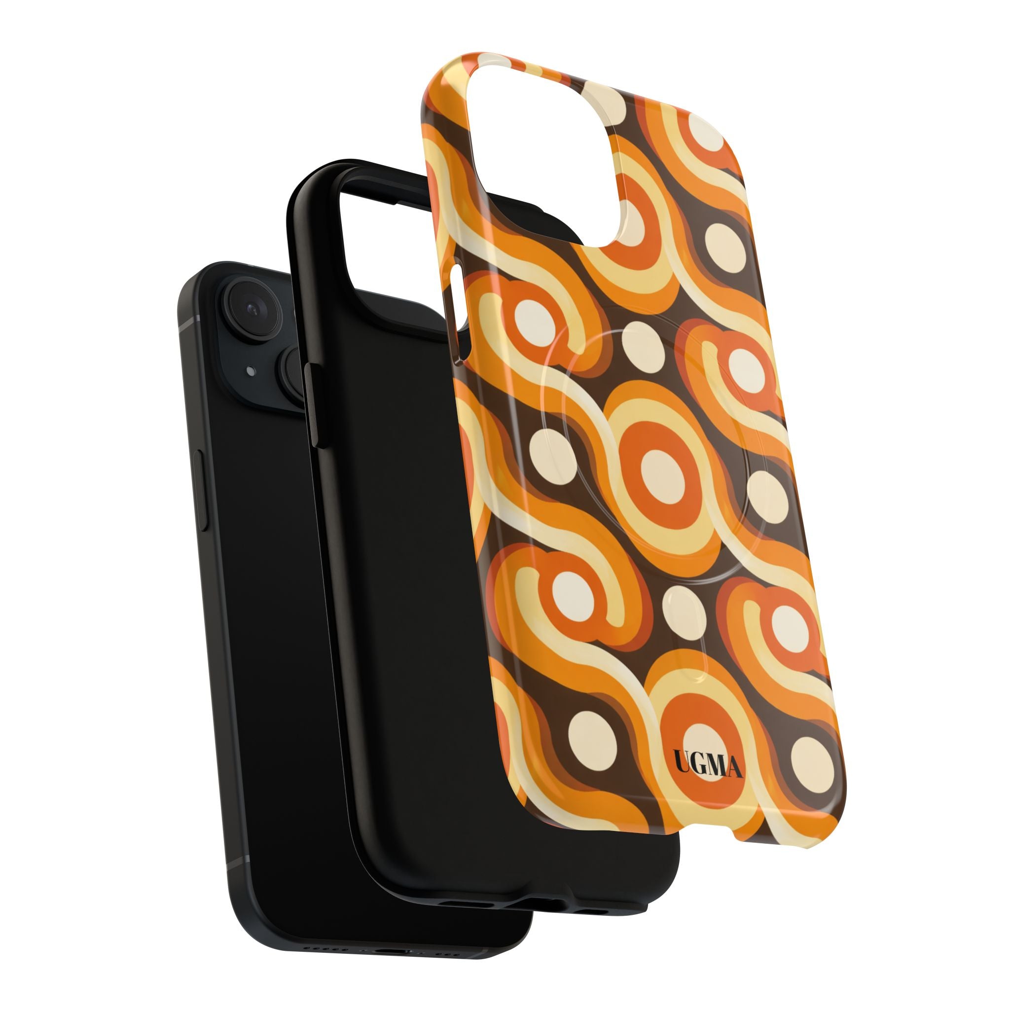Retro Orange Swirl Phone Case — Tough Magnetic Protective Case