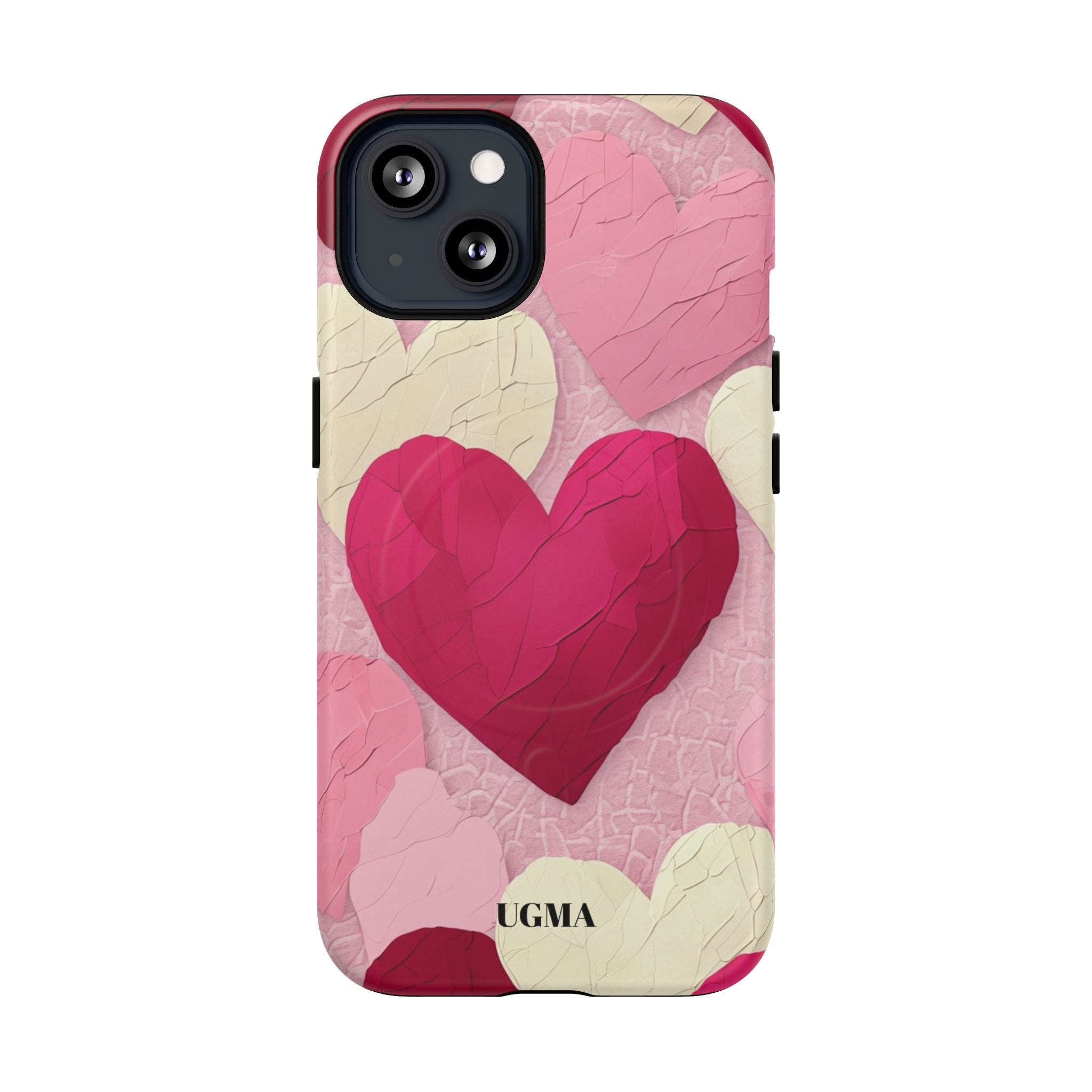 Phone Case — Pink Layered Hearts Tough Magnetic Protective Cover