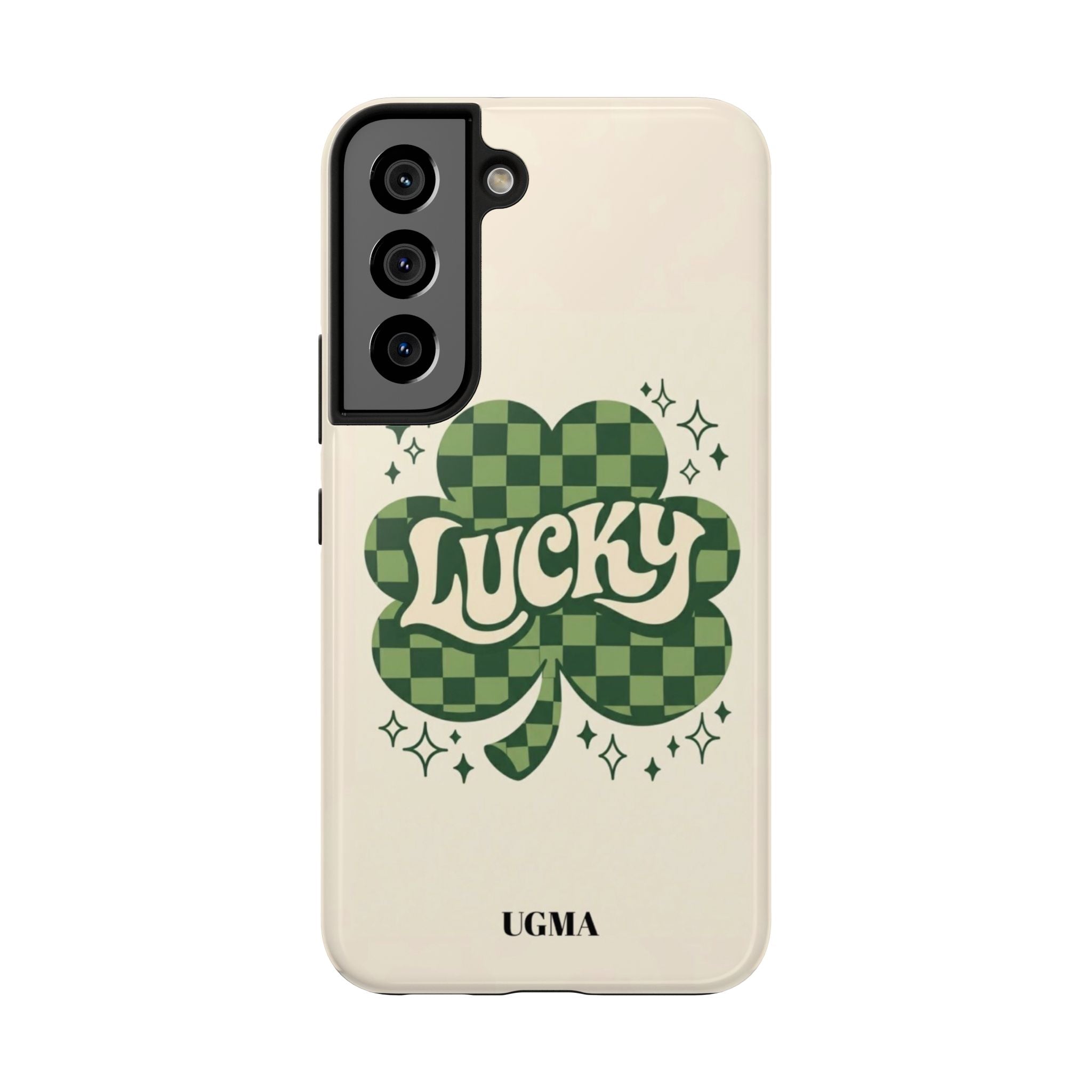 Lucky Clover Phone Case — Retro Green Checker St. Patrick’s Tough Phone Case
