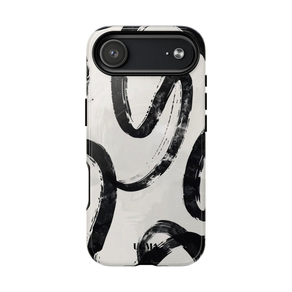 Abstract Black Brushstroke Tough Magnetic Phone Case — Protective Magnetic iPhone Cover