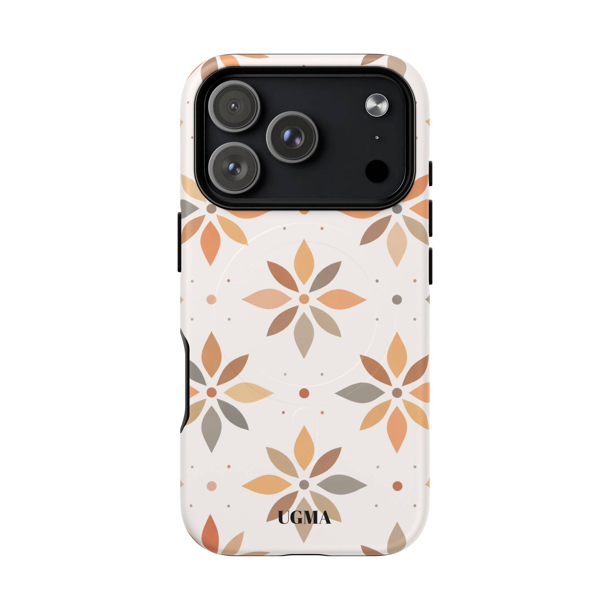 Floral Tile Tough Magnetic Phone Case — Neutral Autumn Blossom Design