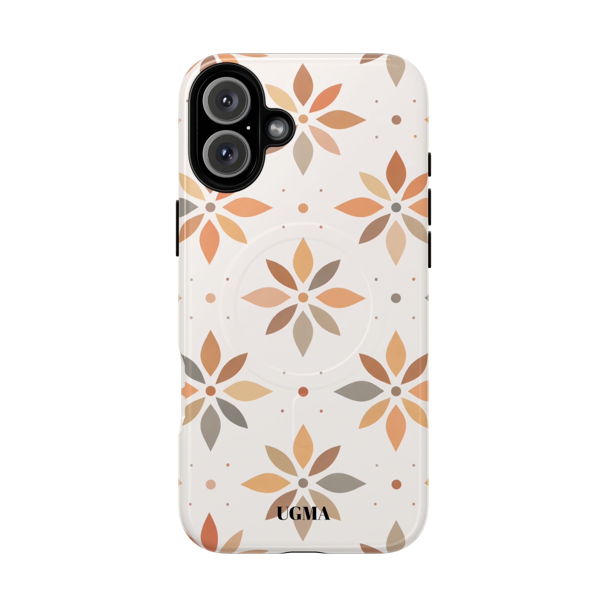 Floral Tile Tough Magnetic Phone Case — Neutral Autumn Blossom Design