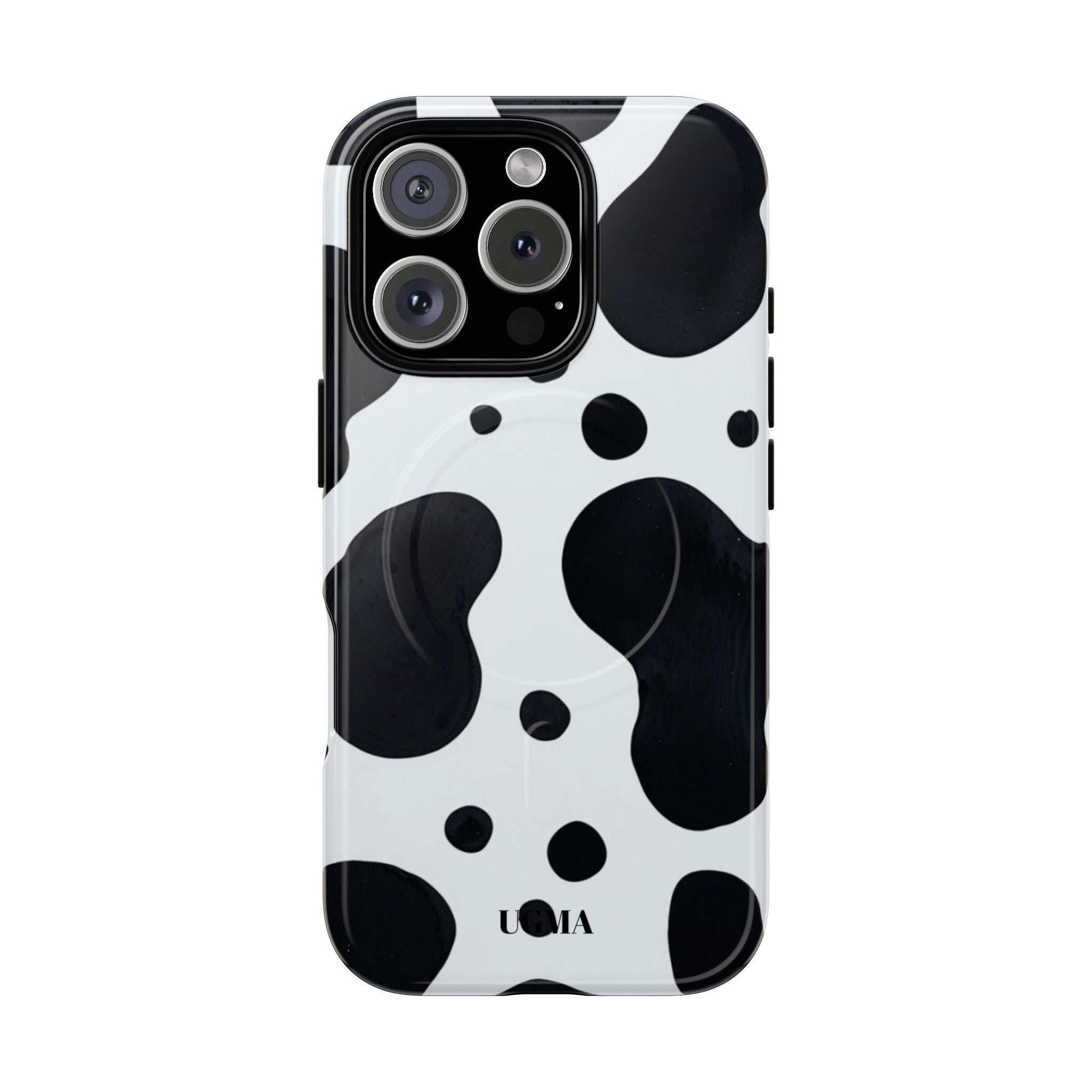 Cow Print Tough Magnetic Phone Case — Black & White Protective iPhone Cover