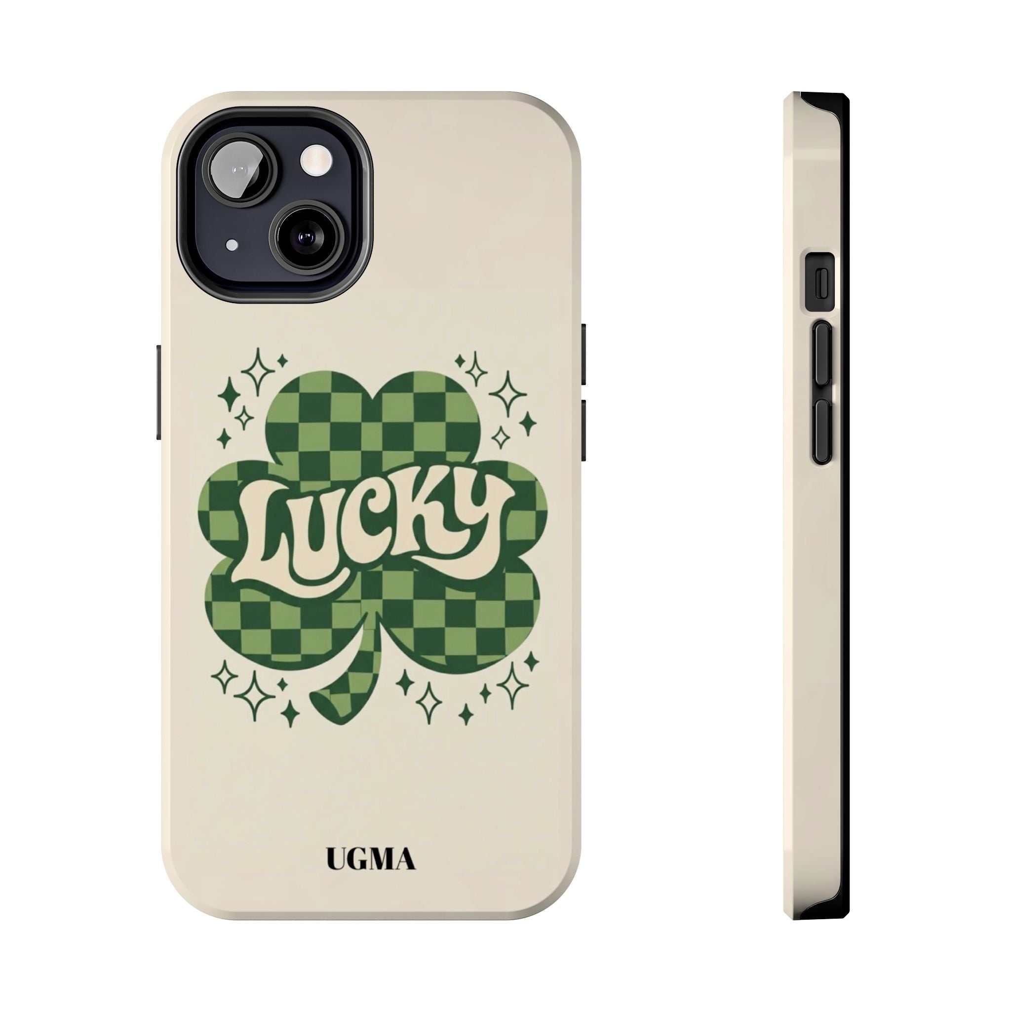 Lucky Clover Phone Case — Retro Green Checker St. Patrick’s Tough Phone Case