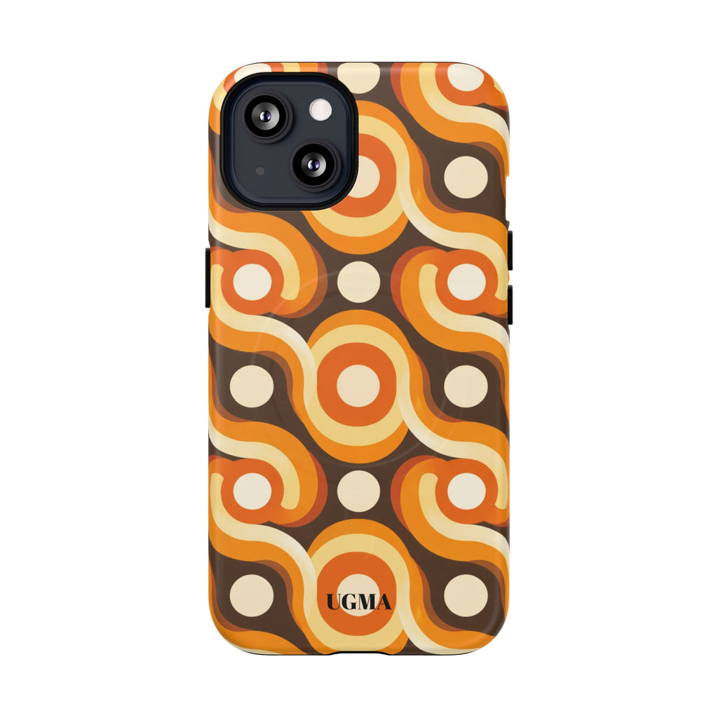 Retro Orange Swirl Phone Case — Tough Magnetic Protective Case