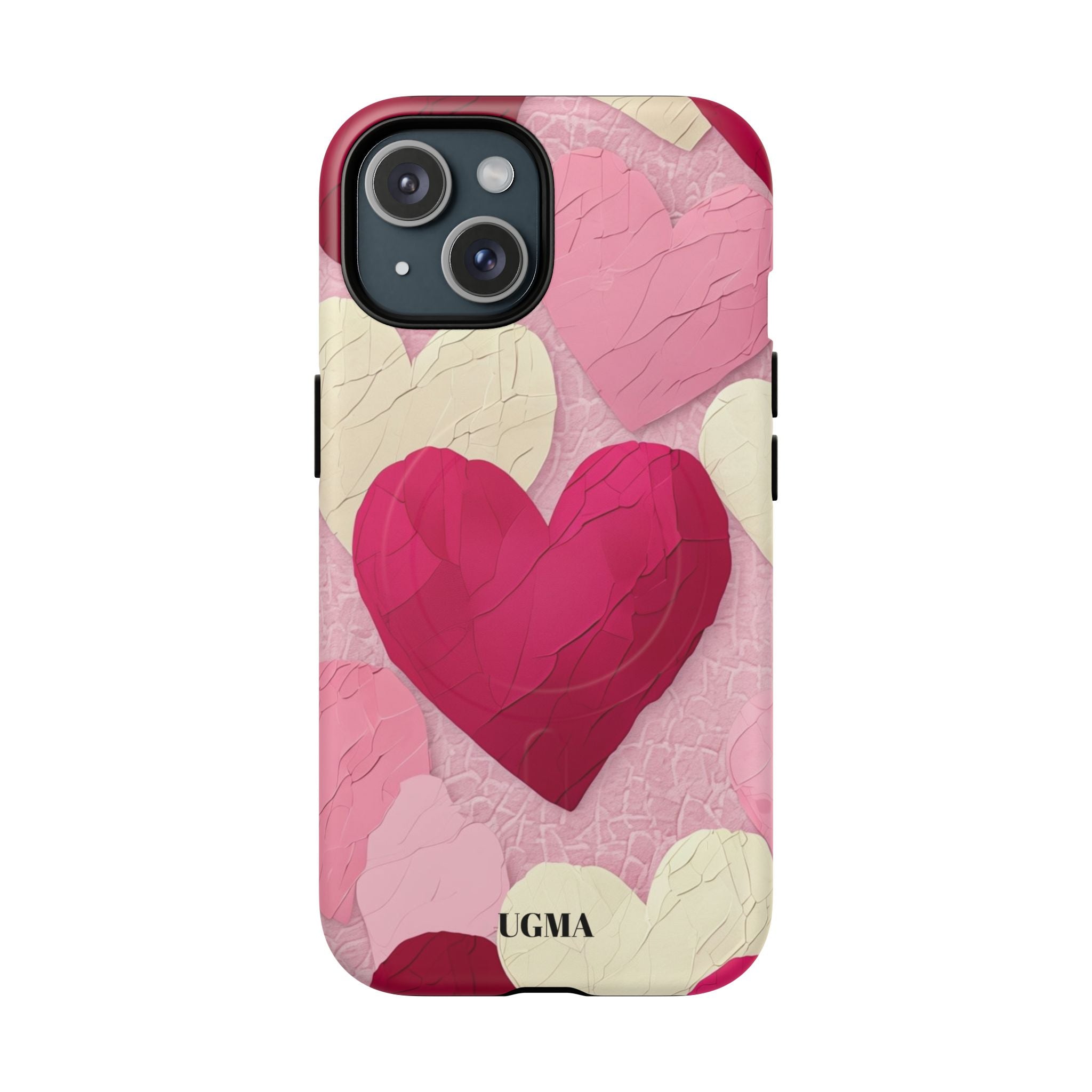 Phone Case — Pink Layered Hearts Tough Magnetic Protective Cover