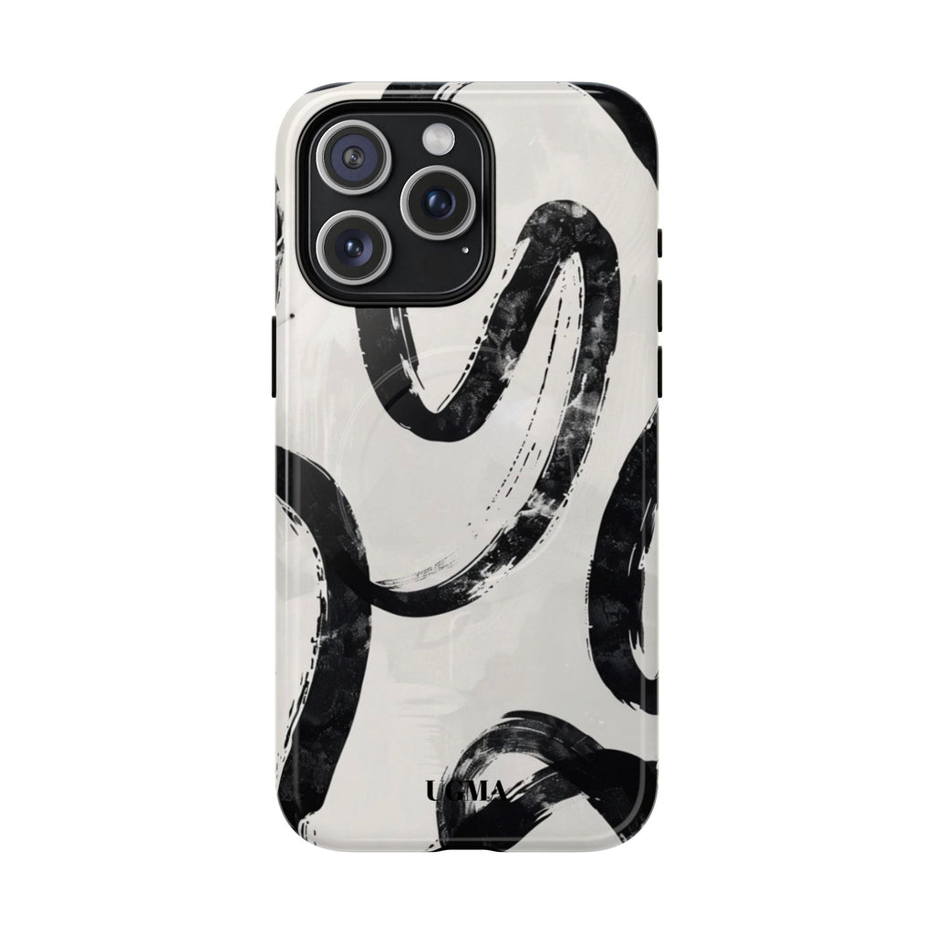 Abstract Black Brushstroke Tough Magnetic Phone Case — Protective Magnetic iPhone Cover