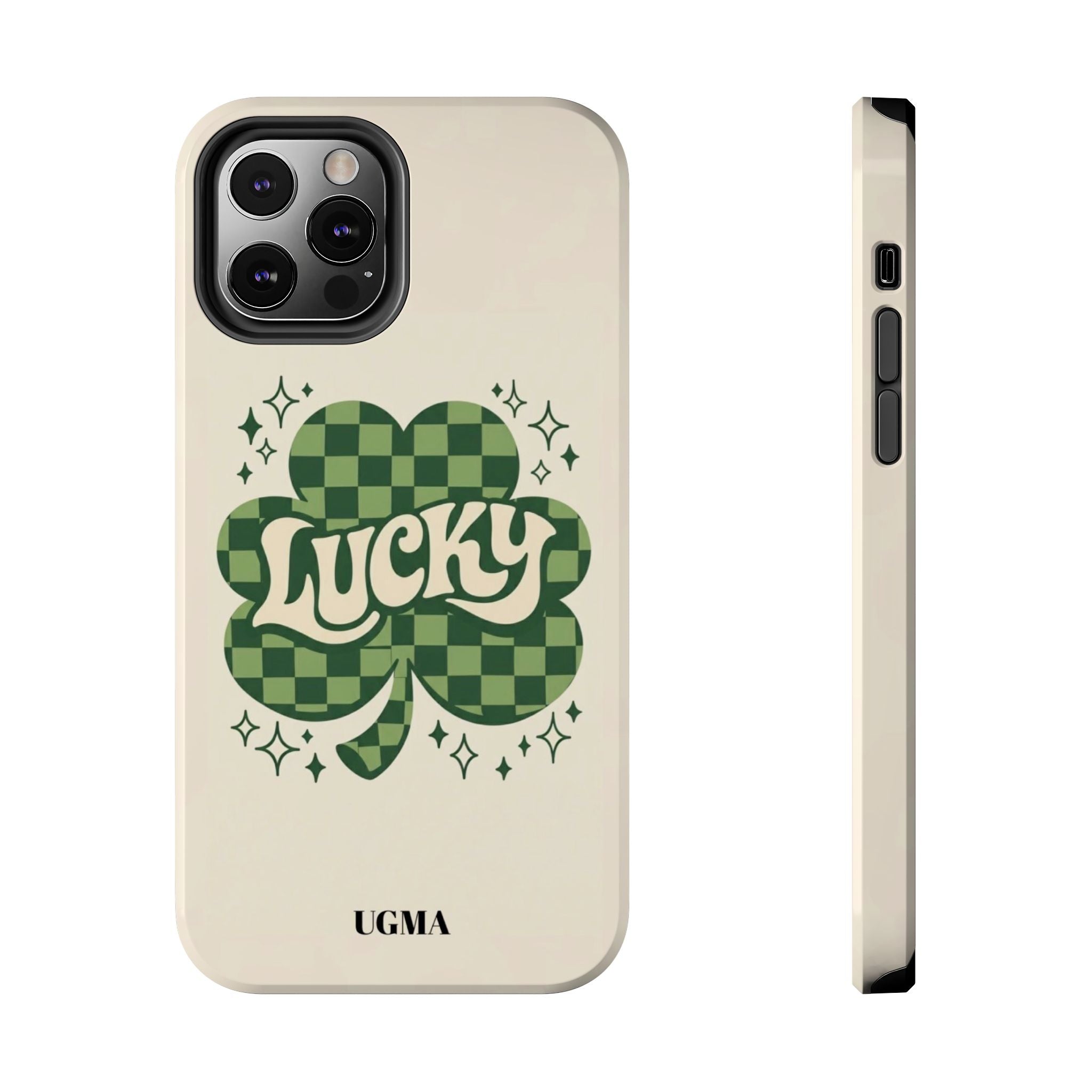 Lucky Clover Phone Case — Retro Green Checker St. Patrick’s Tough Phone Case