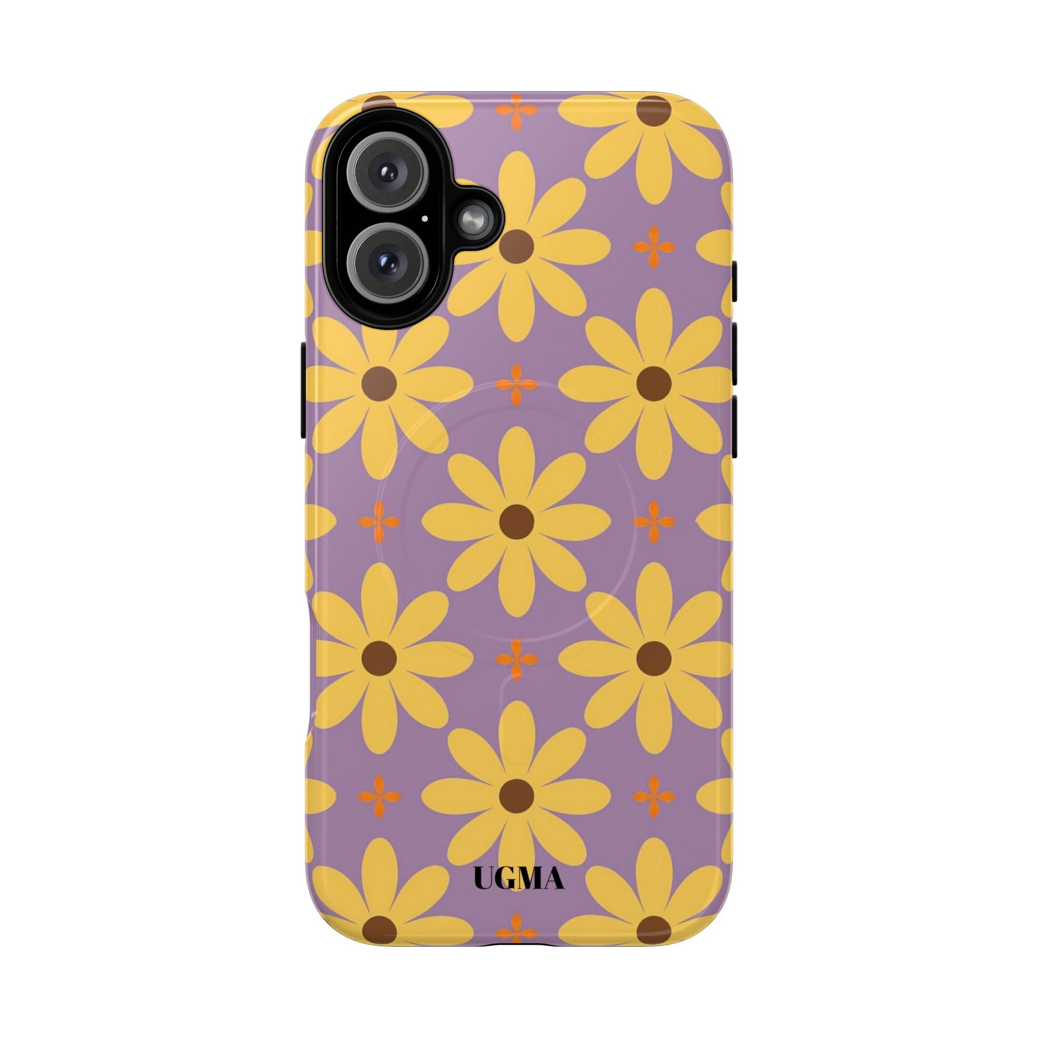 Floral Retro Daisy Tough Magnetic Phone Case — Yellow Flowers on Lavender