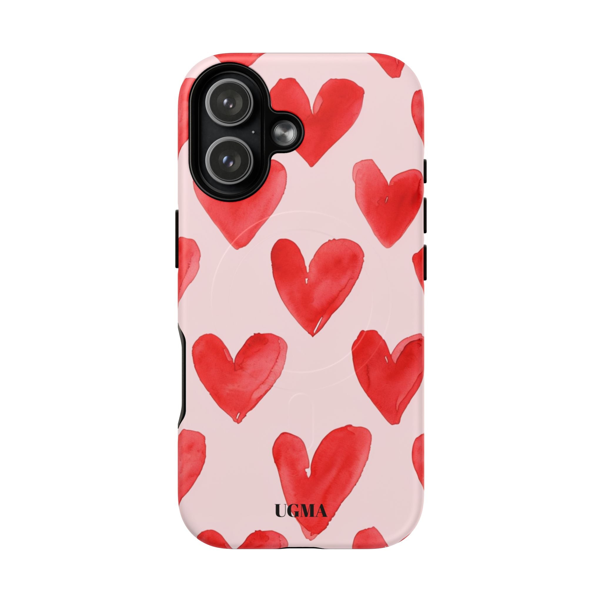 Phone Case - Red Watercolor Hearts Tough Magnetic Case