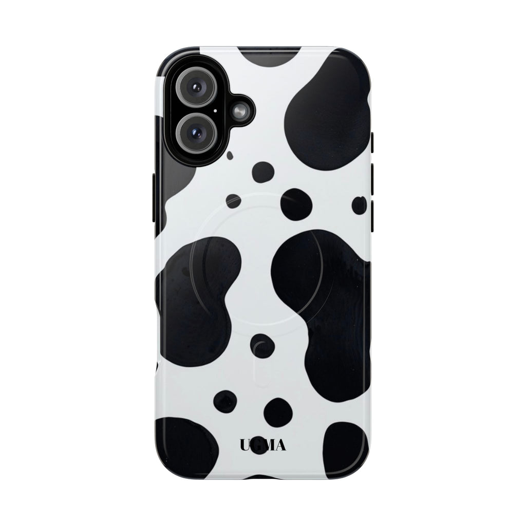 Cow Print Tough Magnetic Phone Case — Black & White Protective iPhone Cover