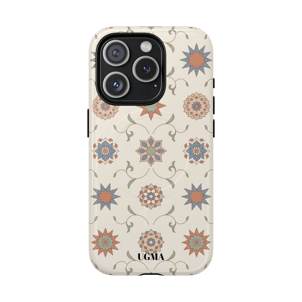 Floral Moroccan Tough Magnetic Phone Case — Boho Vintage Star Tile Design