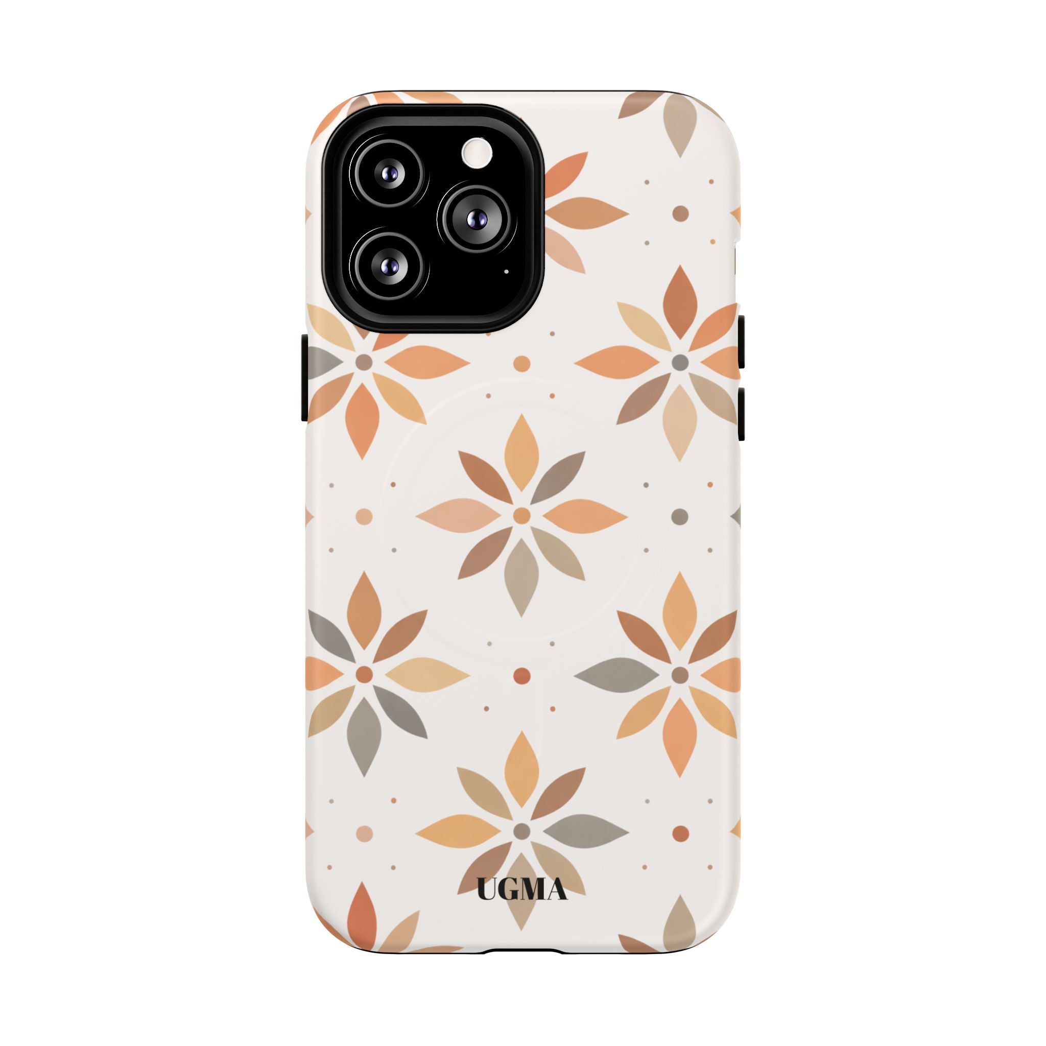Floral Tile Tough Magnetic Phone Case — Neutral Autumn Blossom Design