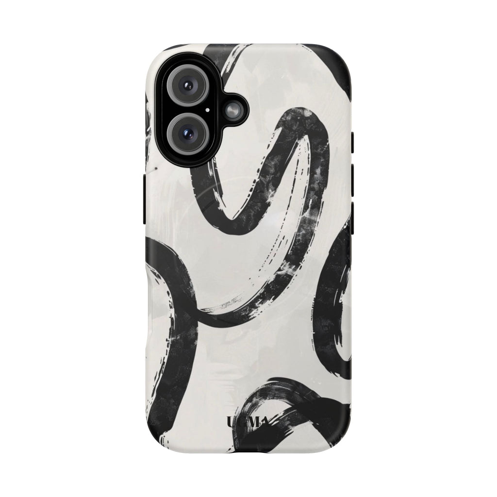 Abstract Black Brushstroke Tough Magnetic Phone Case — Protective Magnetic iPhone Cover