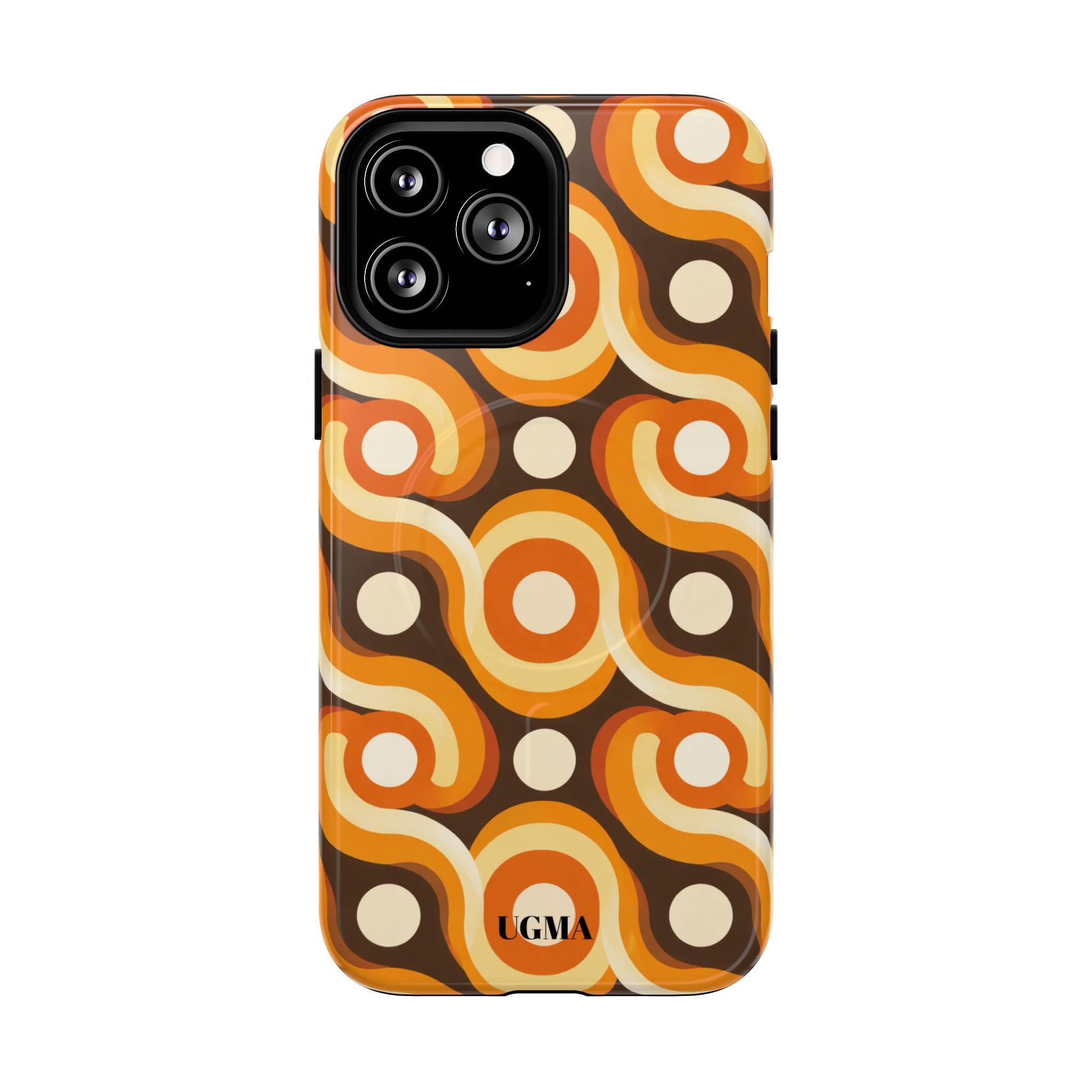 Retro Orange Swirl Phone Case — Tough Magnetic Protective Case