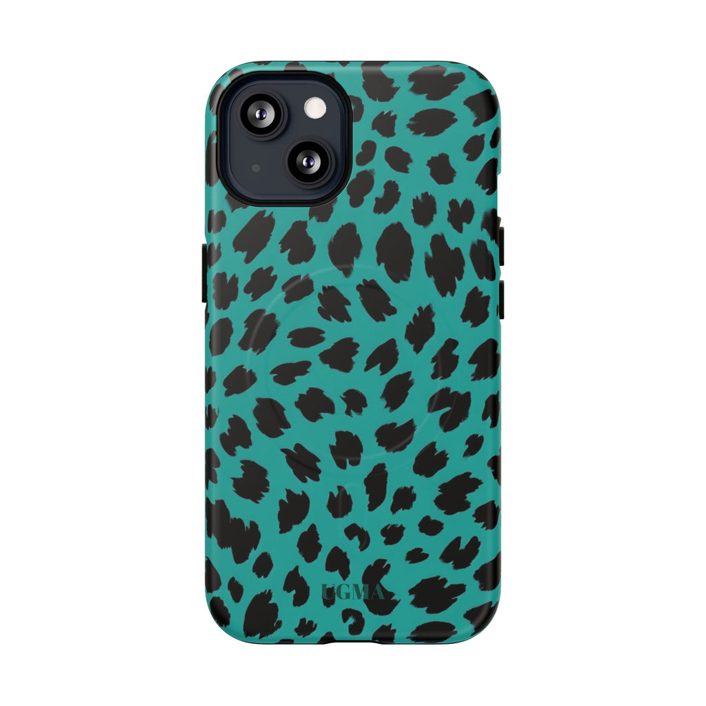Teal Leopard Tough Magnetic Phone Case — Protective Magnetic iPhone Cover