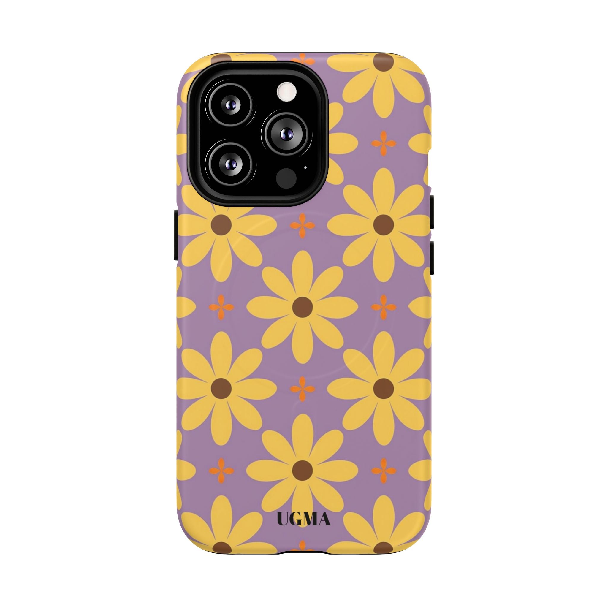 Floral Retro Daisy Tough Magnetic Phone Case — Yellow Flowers on Lavender