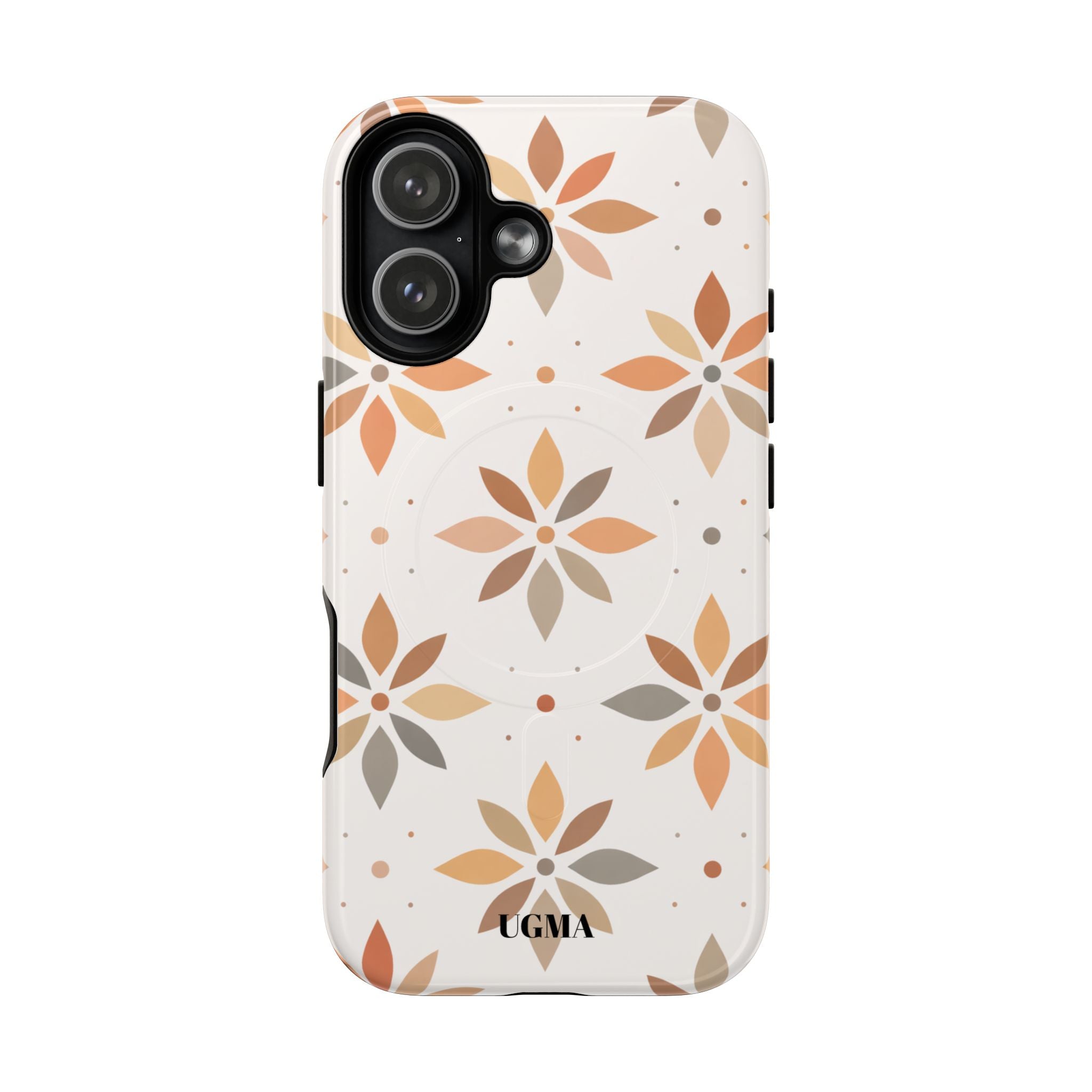 Floral Tile Tough Magnetic Phone Case — Neutral Autumn Blossom Design