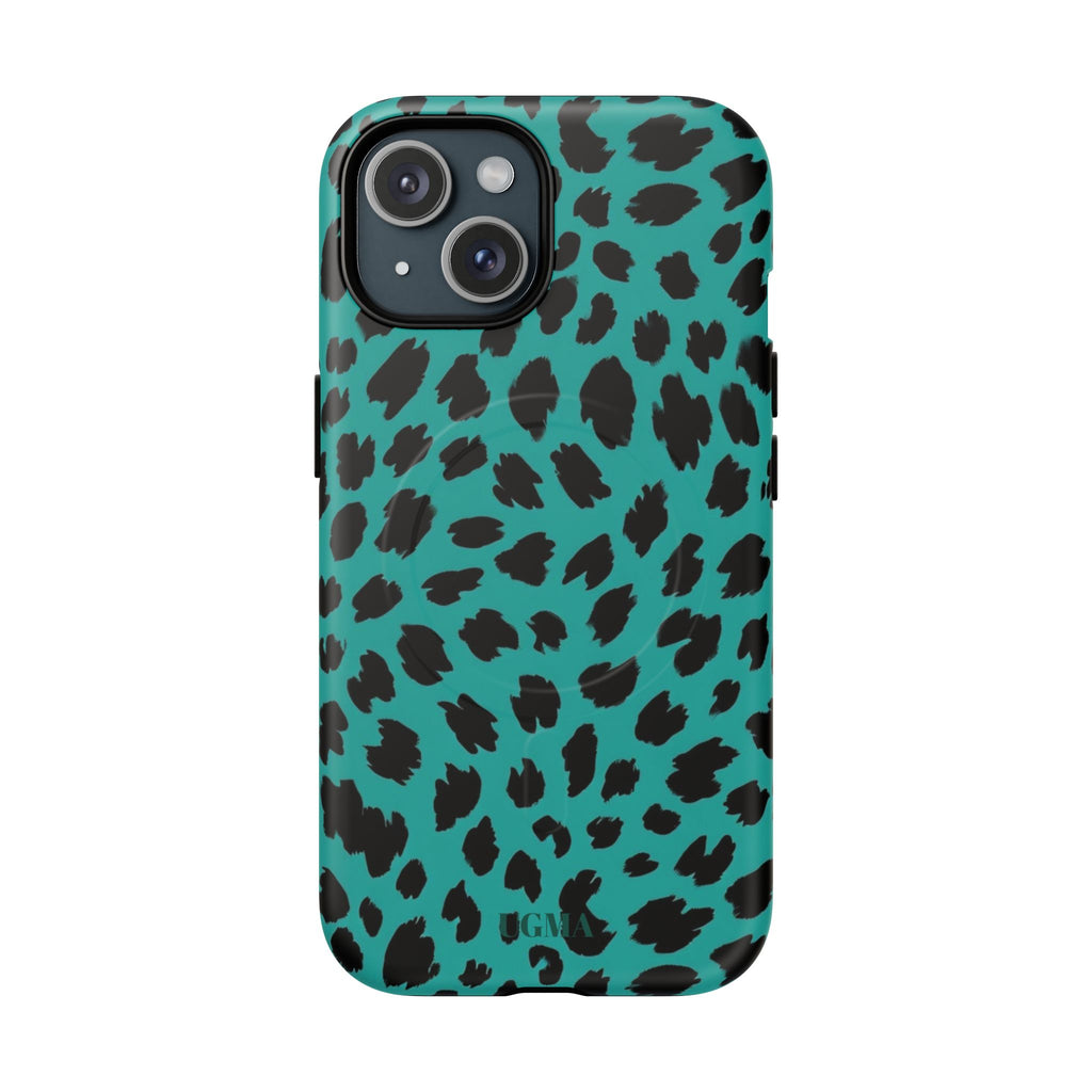 Teal Leopard Tough Magnetic Phone Case — Protective Magnetic iPhone Cover