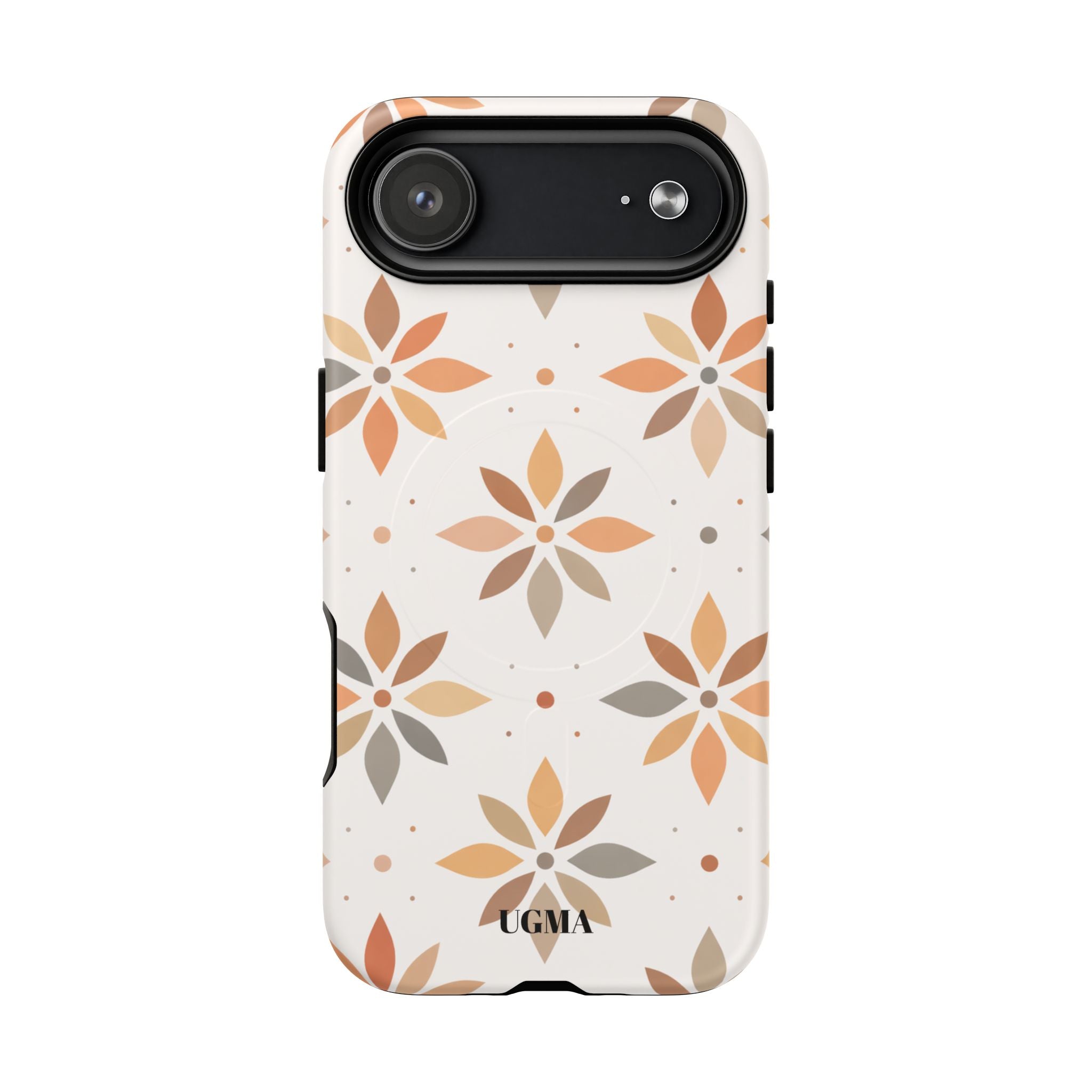 Floral Tile Tough Magnetic Phone Case — Neutral Autumn Blossom Design