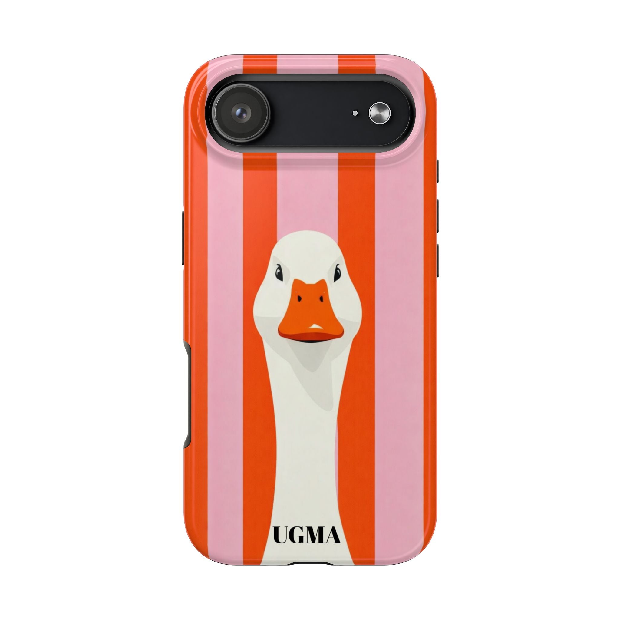Goose Stripe Tough Phone Case — Quirky Duck Portrait Protective Cover