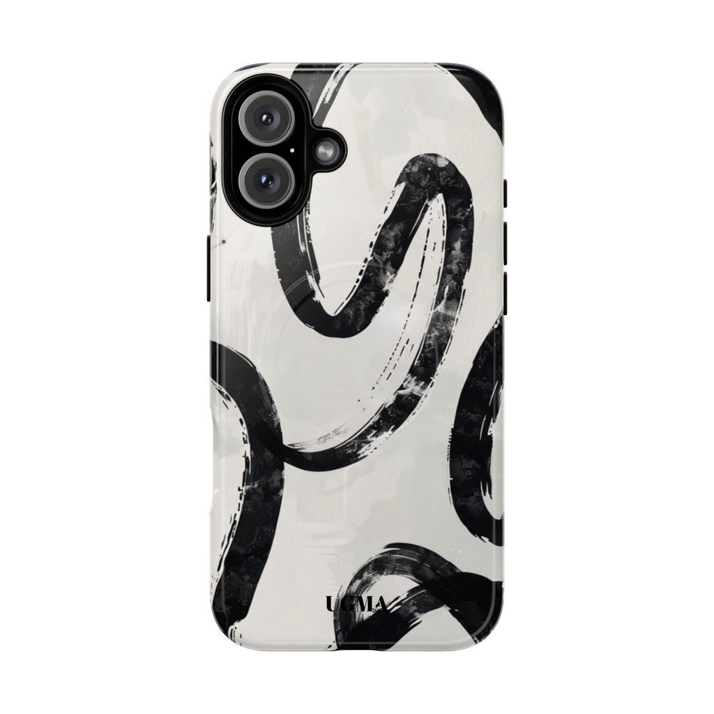 Abstract Black Brushstroke Tough Magnetic Phone Case — Protective Magnetic iPhone Cover