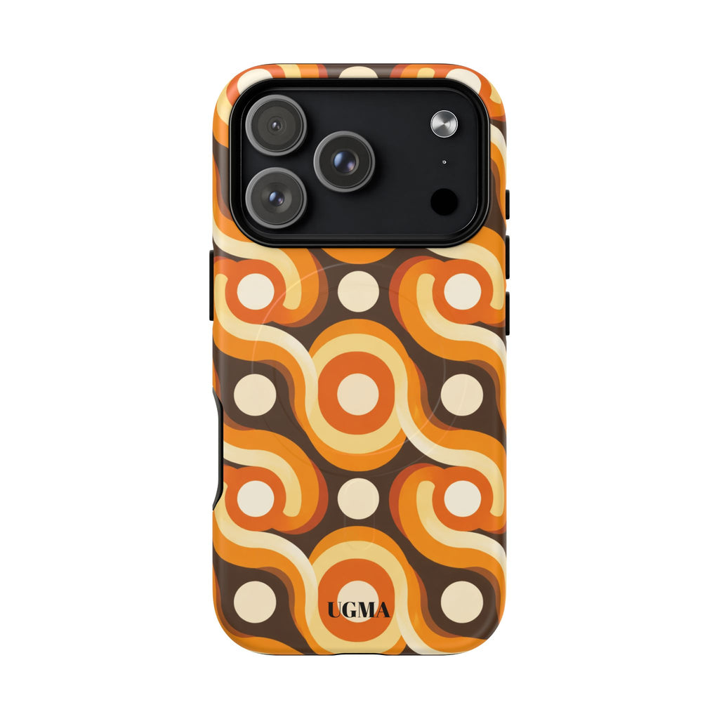 Retro Orange Swirl Phone Case — Tough Magnetic Protective Case