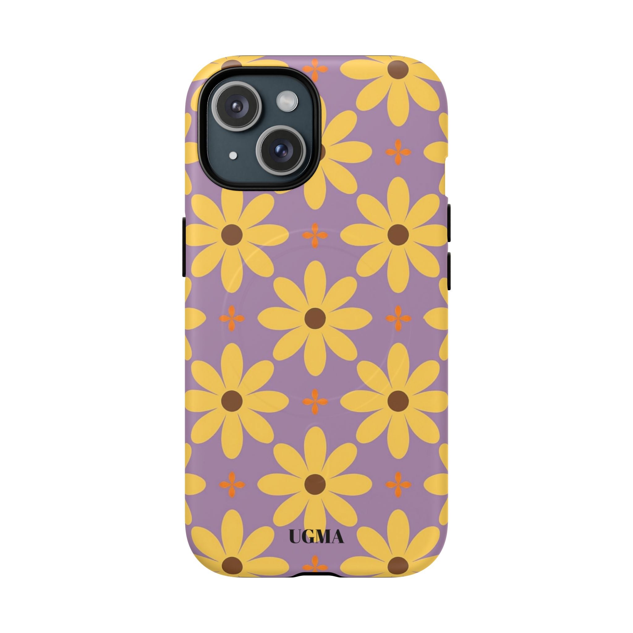 Floral Retro Daisy Tough Magnetic Phone Case — Yellow Flowers on Lavender