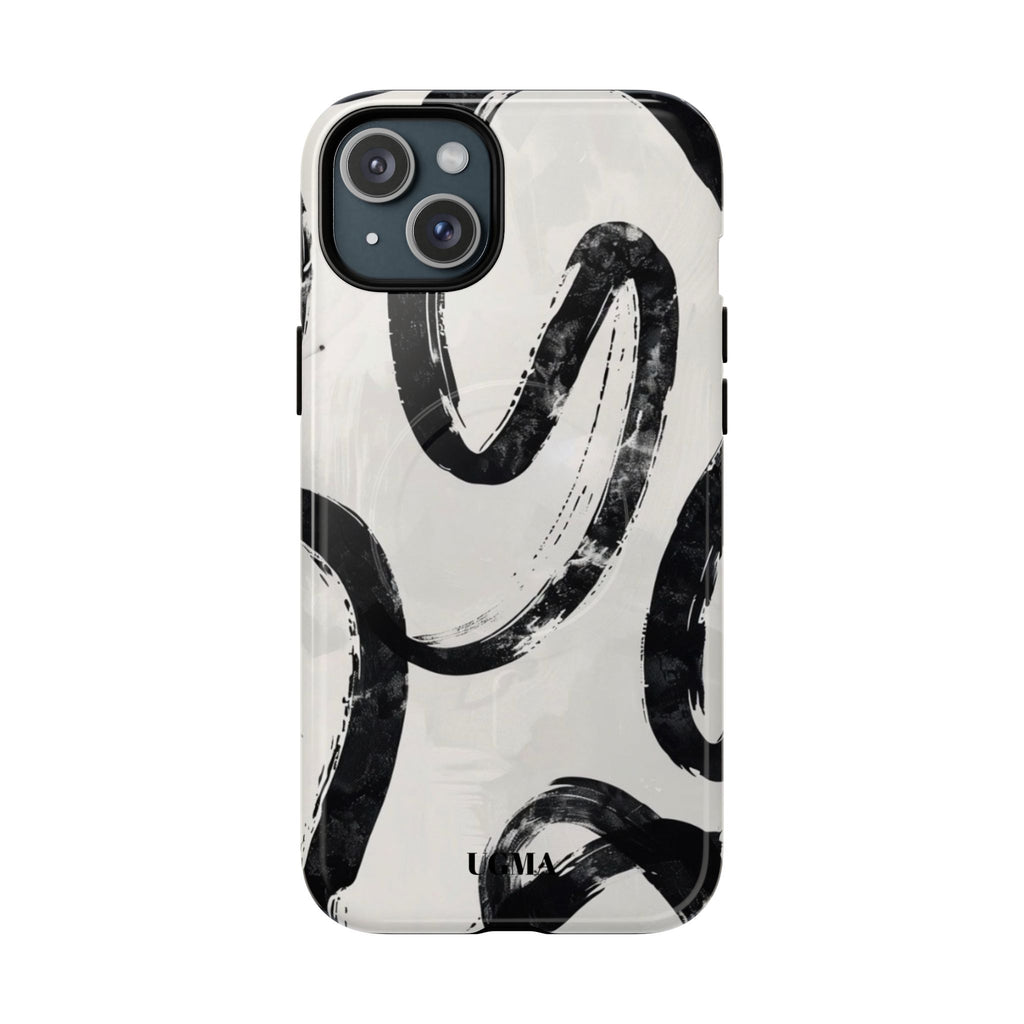 Abstract Black Brushstroke Tough Magnetic Phone Case — Protective Magnetic iPhone Cover