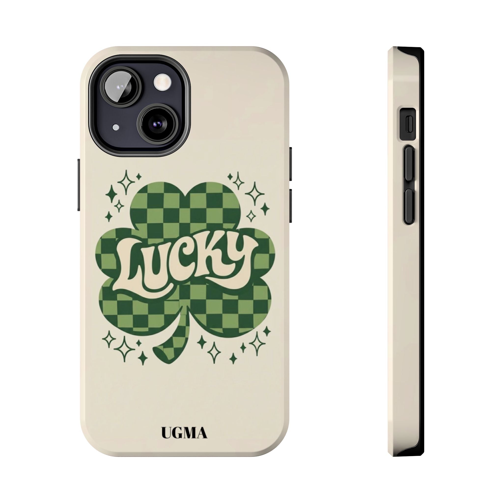Lucky Clover Phone Case — Retro Green Checker St. Patrick’s Tough Phone Case