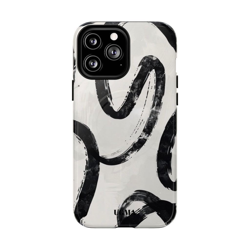 Abstract Black Brushstroke Tough Magnetic Phone Case — Protective Magnetic iPhone Cover