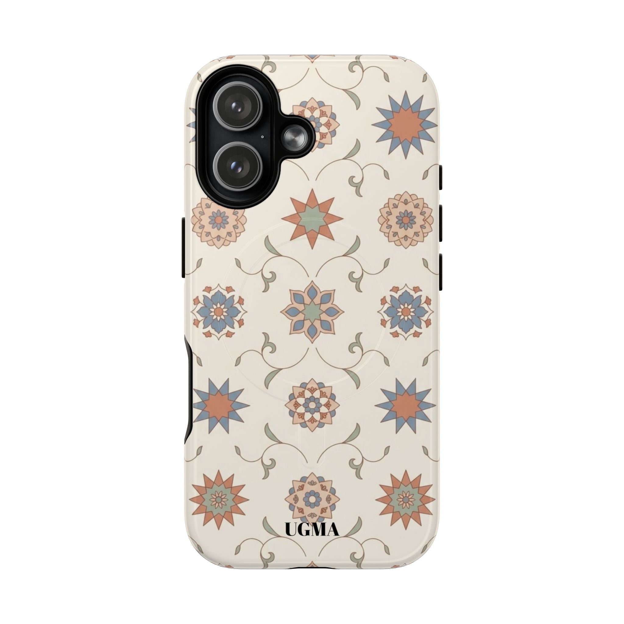 Floral Moroccan Tough Magnetic Phone Case — Boho Vintage Star Tile Design